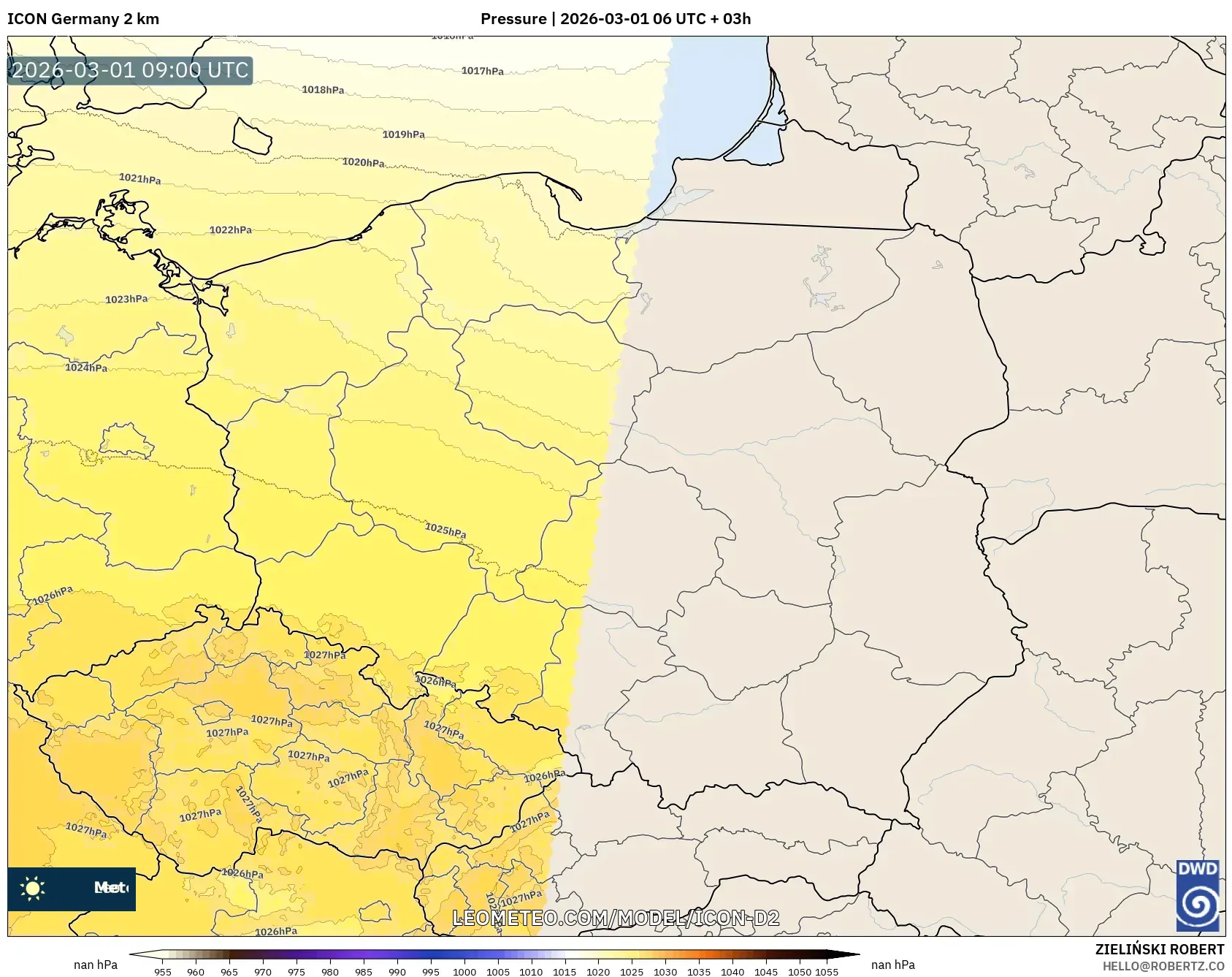 ICON Alemania 2 km model - Polonia, Presión