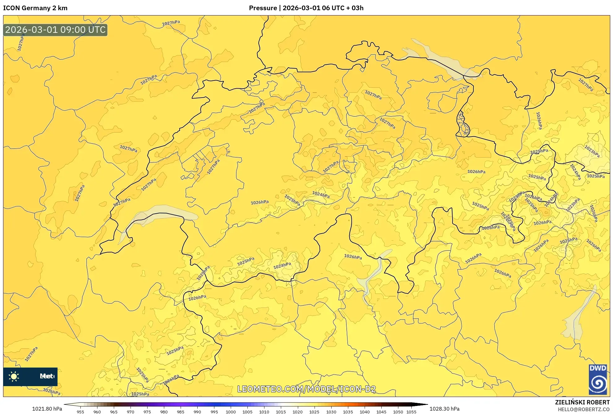 ICON Alemania 2 km model - Suiza, Presión