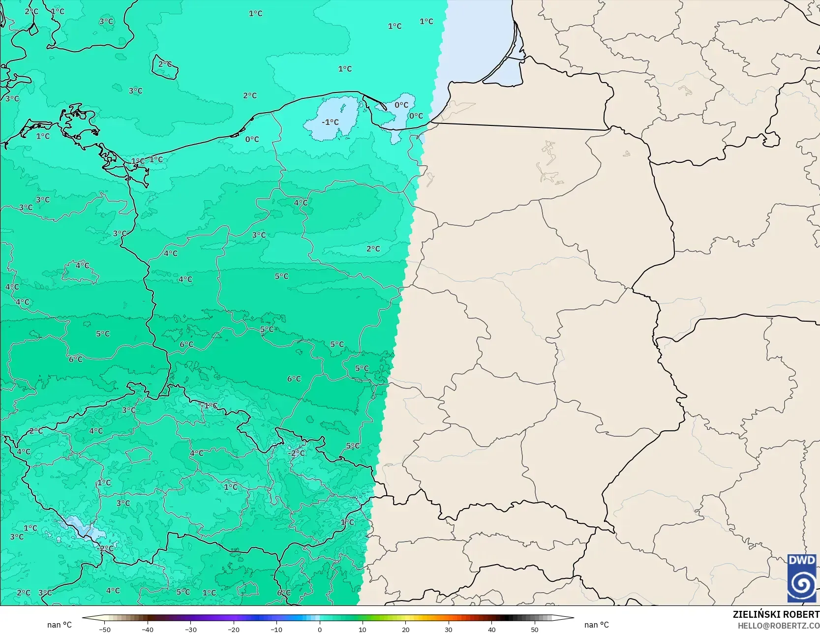 ICON Alemania 2 km modelo - Polonia, Temperatura a 850 hPa