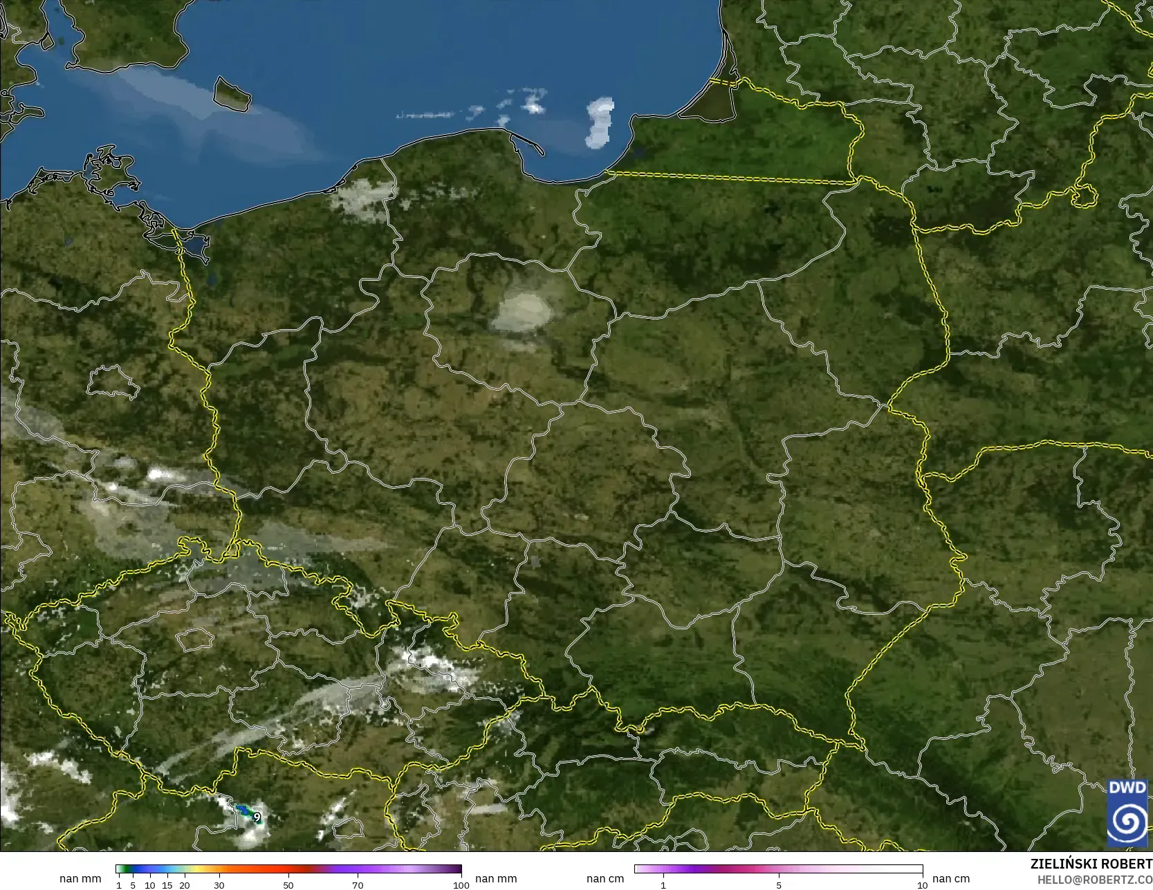 ICON Alemania 2 km modelo - Polonia, Precipitación, nubes y presión