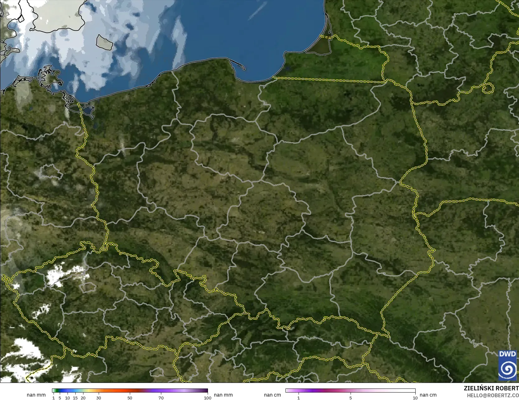 ICON Alemania 2 km modelo - Polonia, Precipitación, nubes y presión
