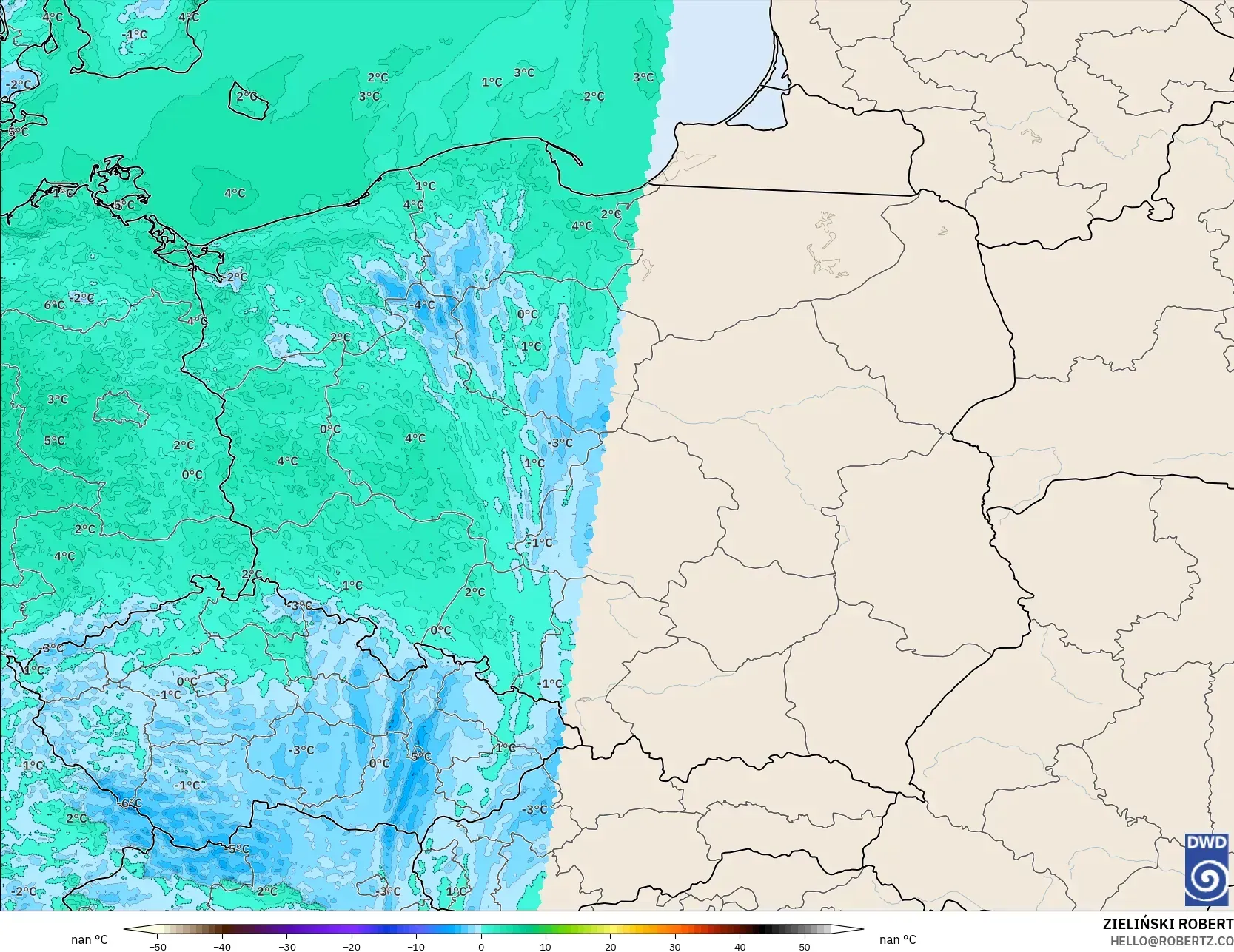 ICON Alemania 2 km modelo - Polonia, Punto de rocío a 2 m