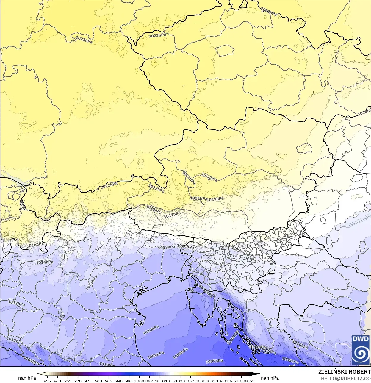 ICON Alemania 2 km modelo - Austria, Presión