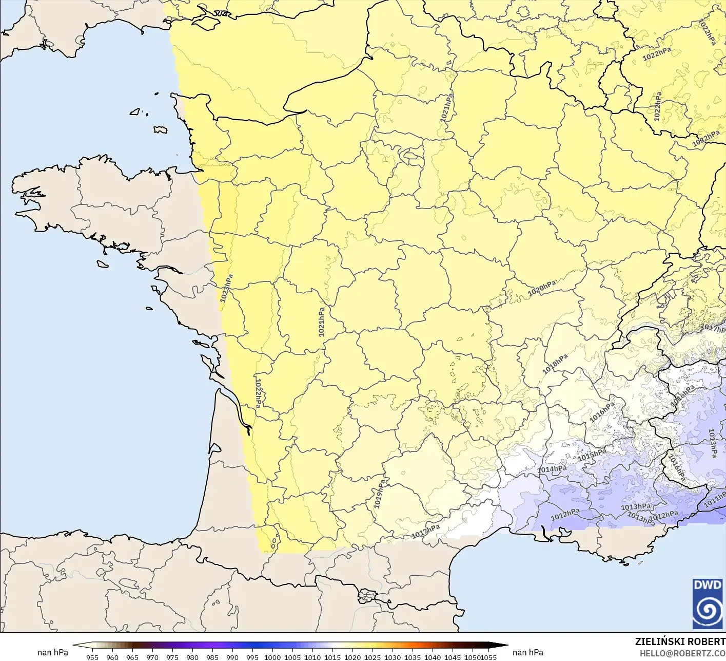ICON Alemania 2 km modelo - Francia, Presión