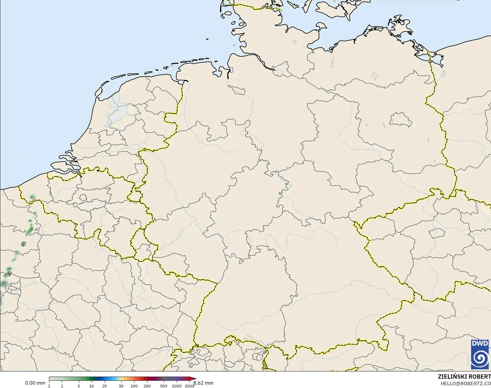 ICON Alemania 2 km modelo - Alemania, Acumulación de precipitación