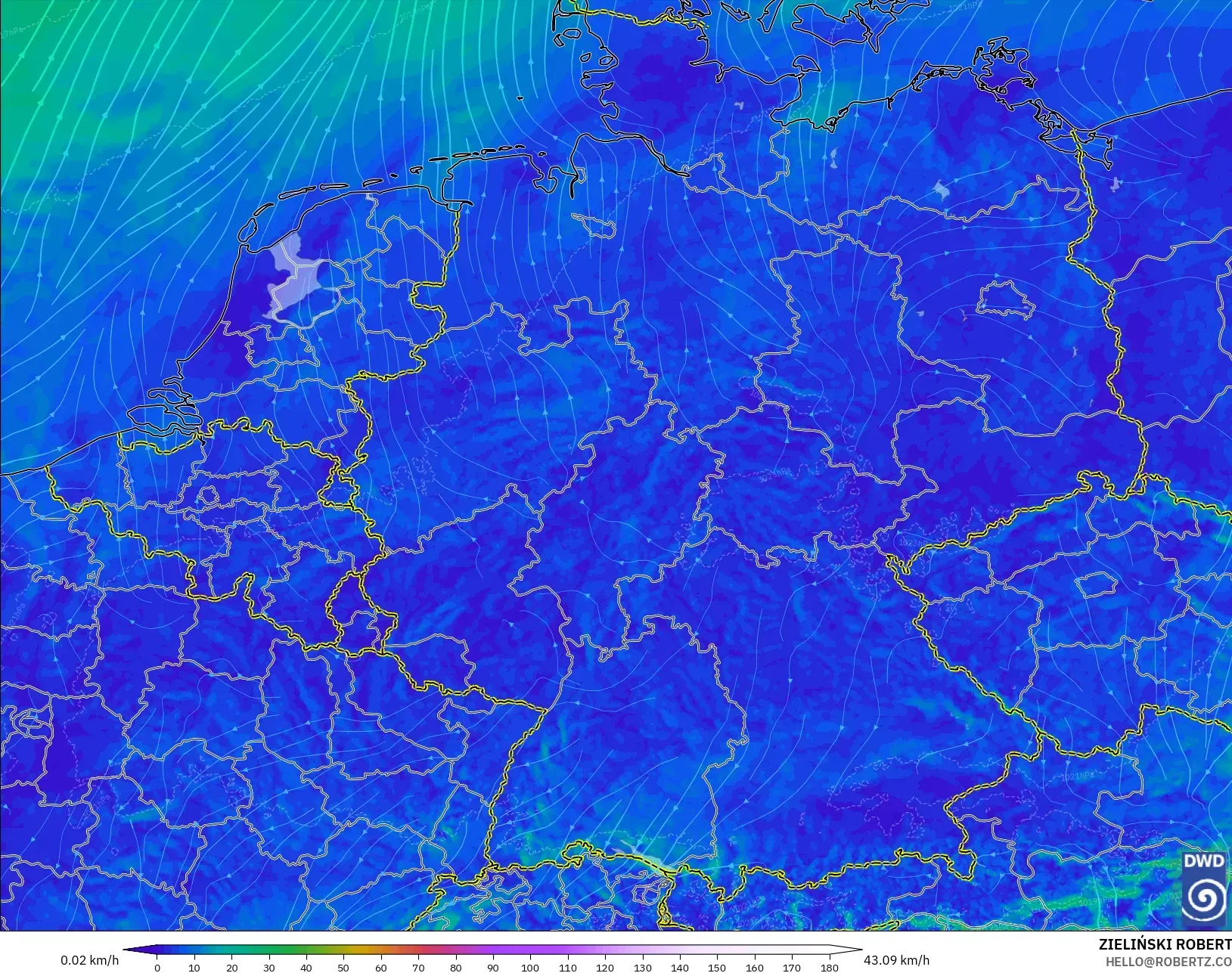 ICON Alemania 2 km modelo - Alemania, Viento a 10 m