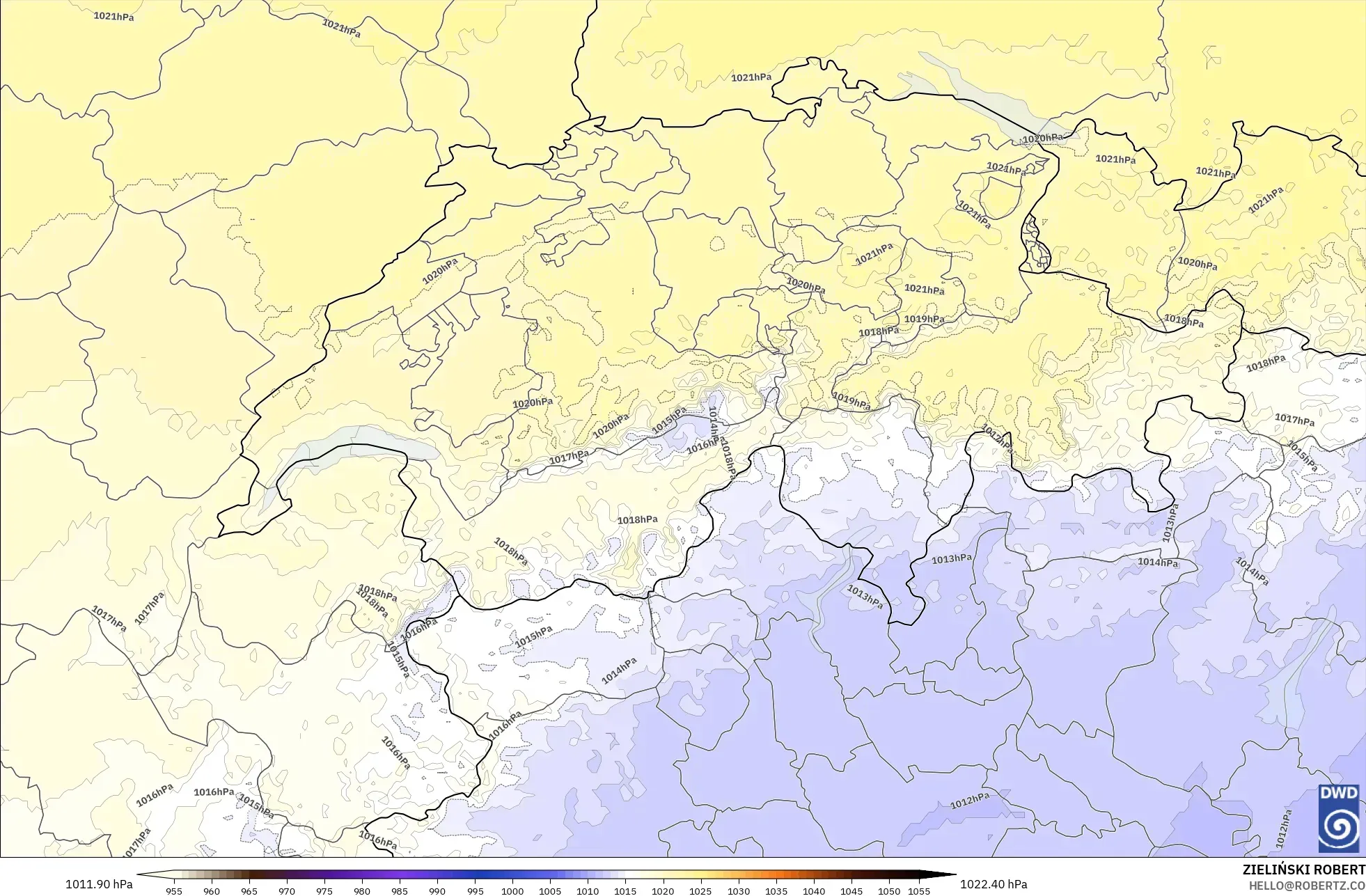 ICON Alemania 2 km modelo - Suiza, Presión