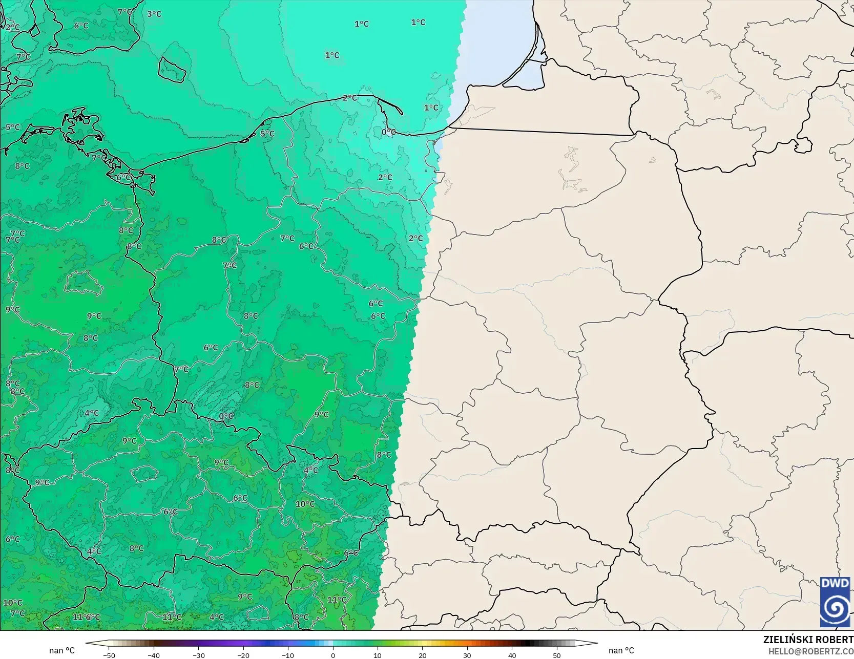 ICON Alemania 2 km modelo - Polonia, Punto de rocío a 2 m