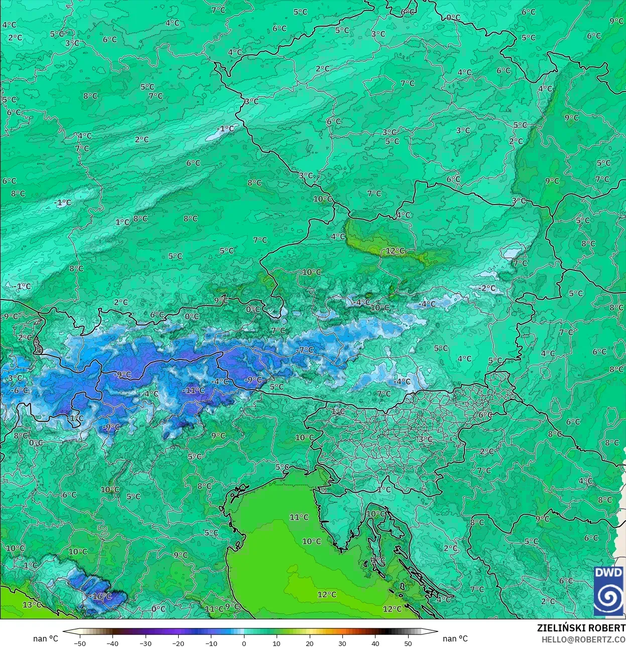 ICON Alemania 2 km modelo - Austria, Punto de rocío a 2 m