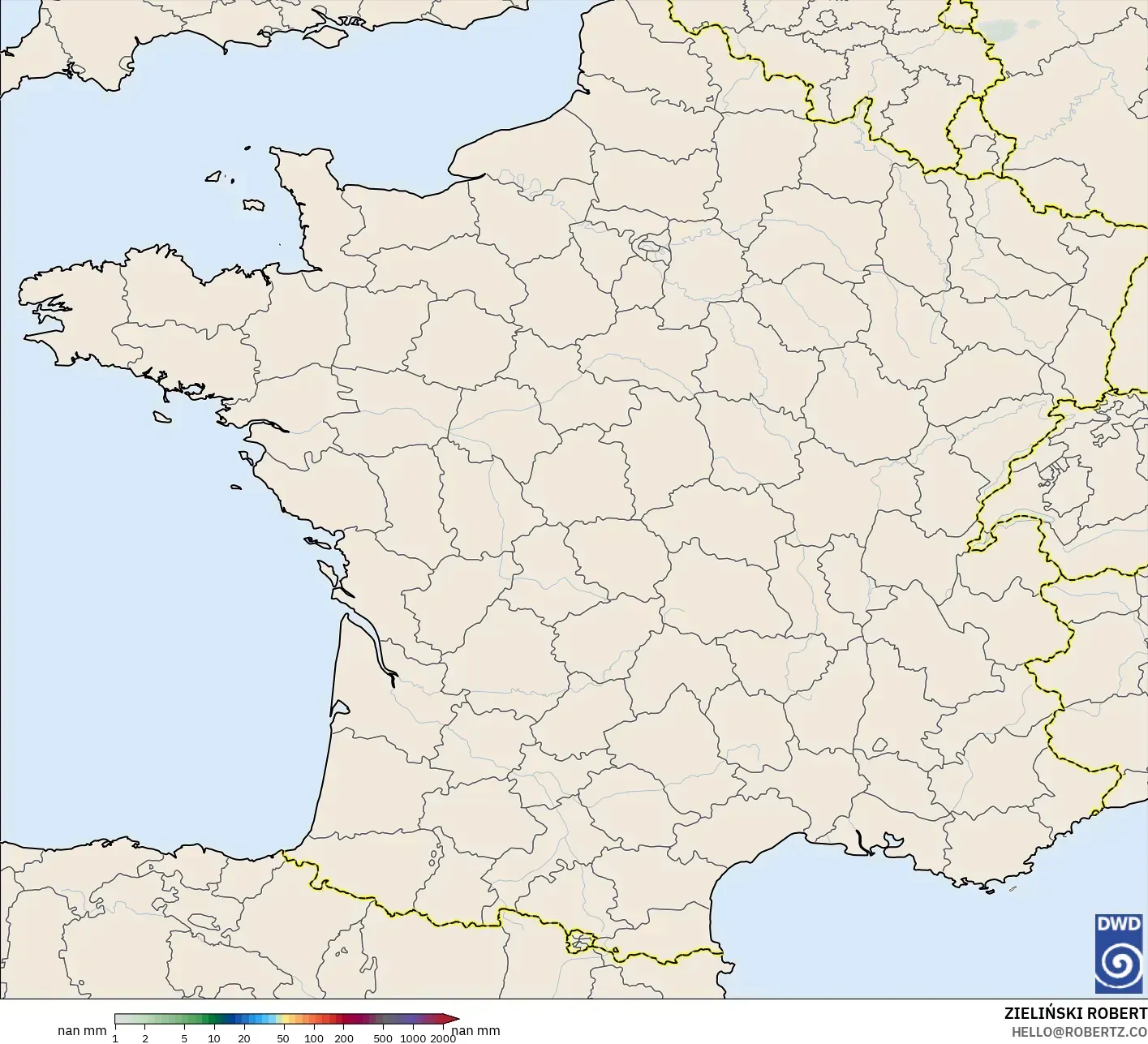 ICON Alemania 2 km modelo - Francia, Acumulación de precipitación