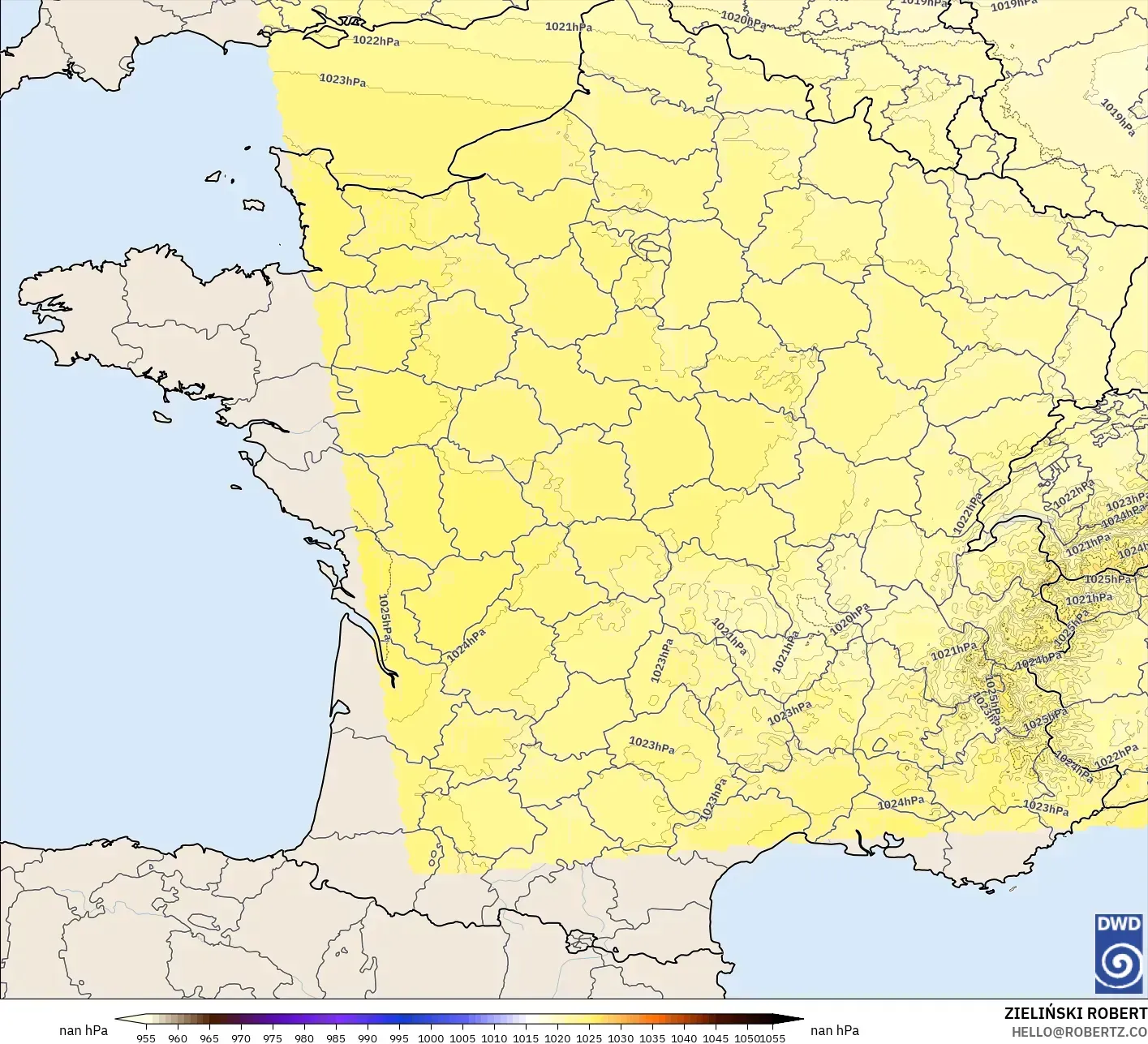 ICON Alemania 2 km modelo - Francia, Presión