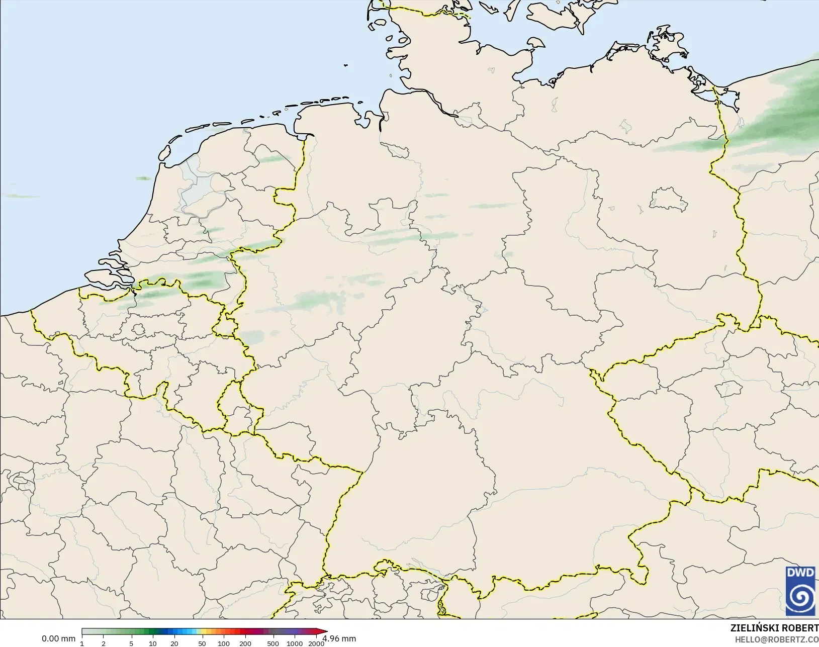 ICON Alemania 2 km modelo - Alemania, Acumulación de precipitación