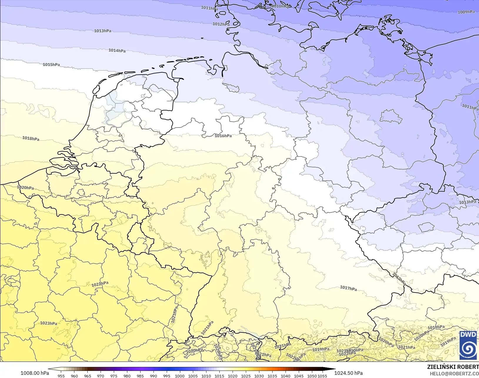 ICON Alemania 2 km modelo - Alemania, Presión