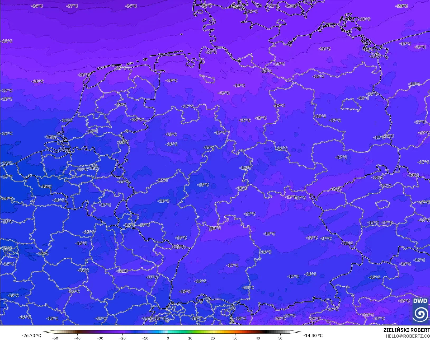 ICON Alemania 2 km modelo - Alemania, Temperatura a 500 hPa