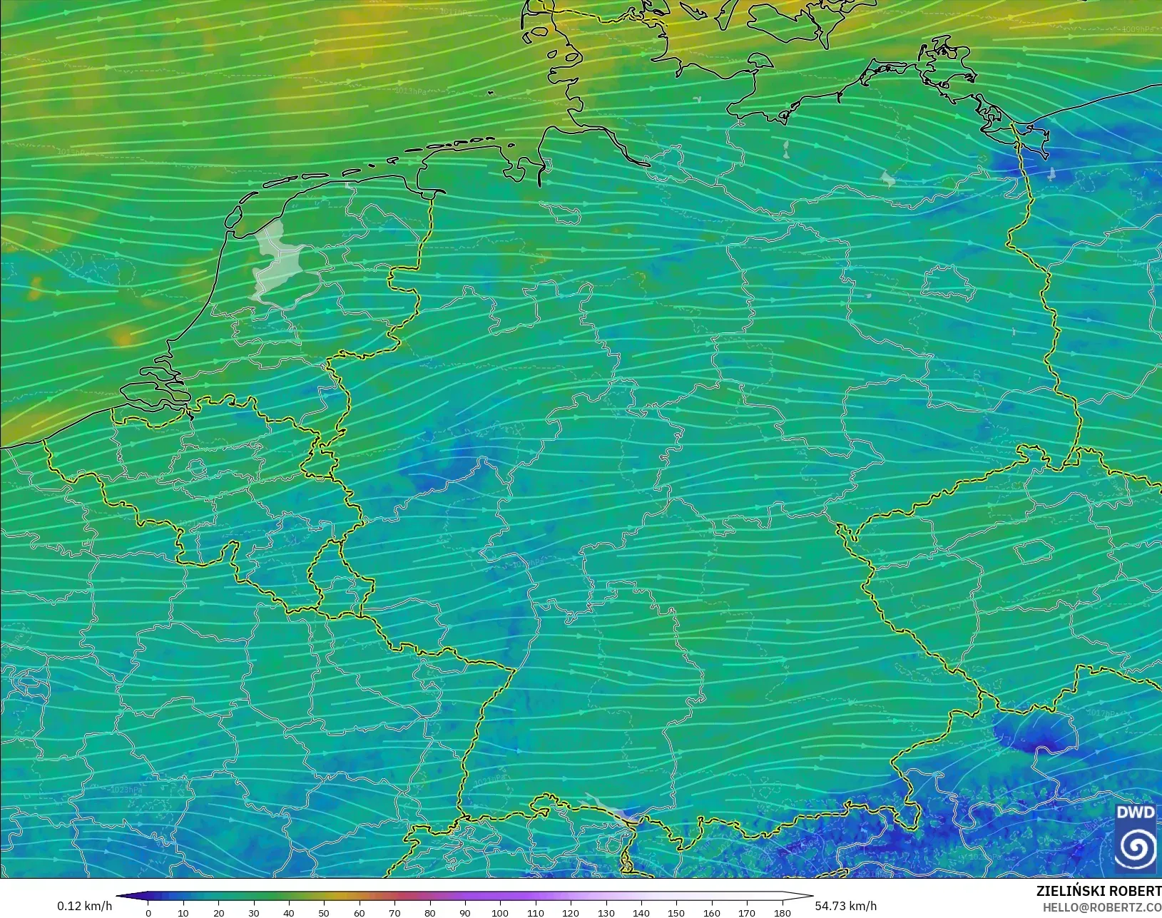 ICON Alemania 2 km modelo - Alemania, Viento a 10 m