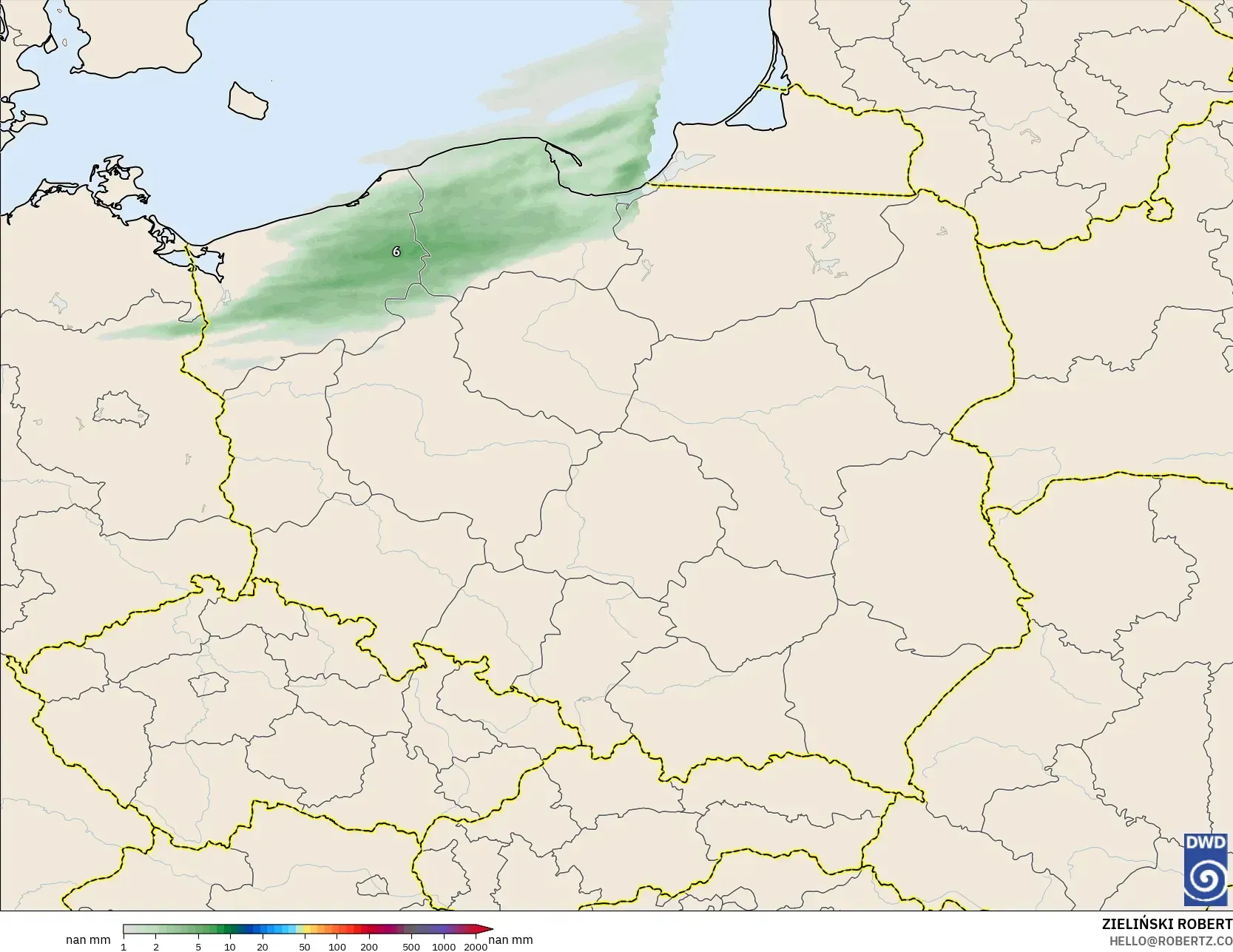 ICON Alemania 2 km modelo - Polonia, Acumulación de precipitación