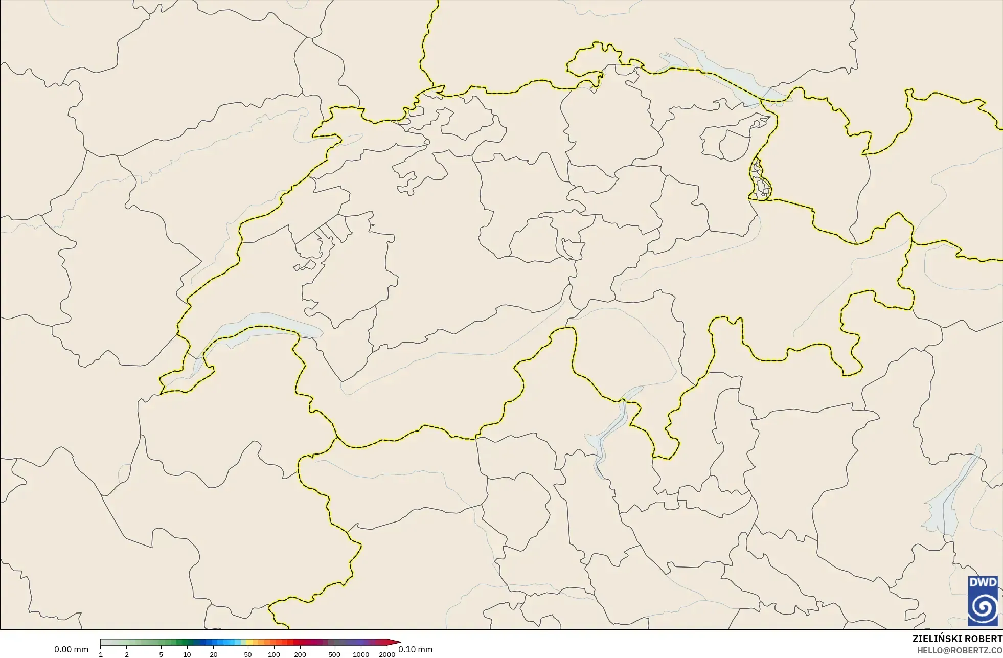 ICON Alemania 2 km modelo - Suiza, Acumulación de precipitación