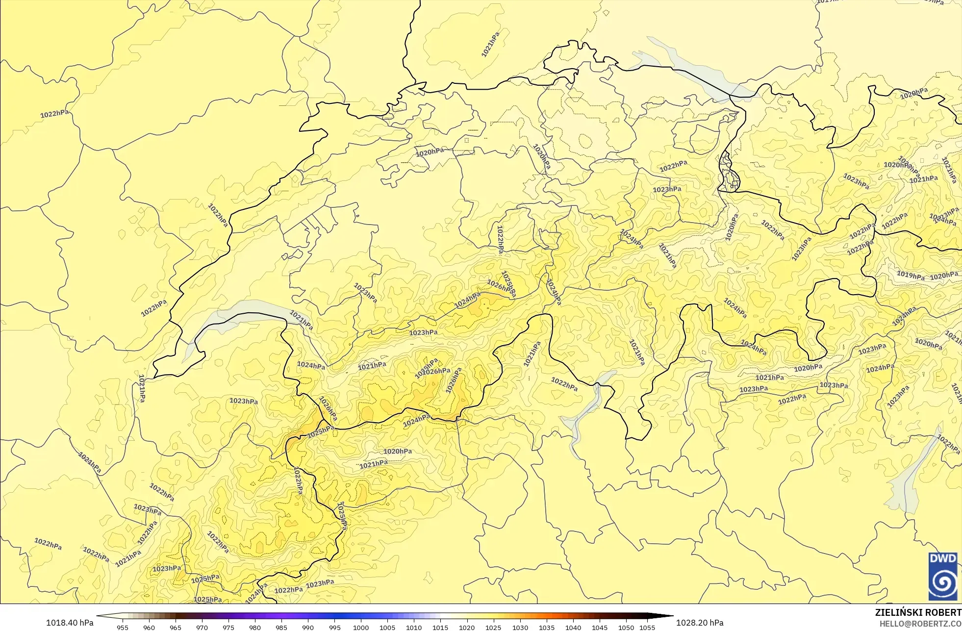 ICON Alemania 2 km modelo - Suiza, Presión