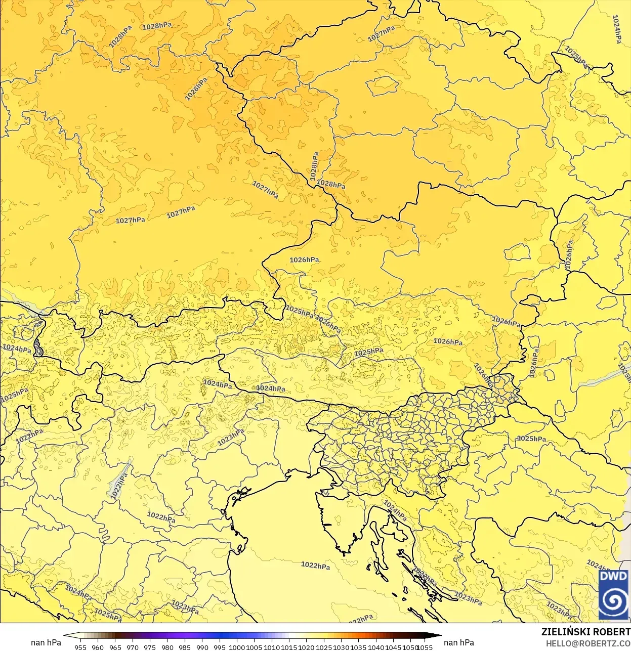 ICON Alemania 2 km modelo - Austria, Presión