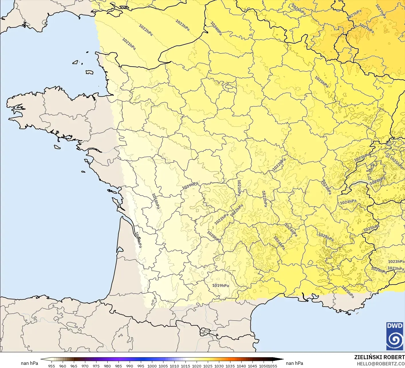 ICON Alemania 2 km modelo - Francia, Presión