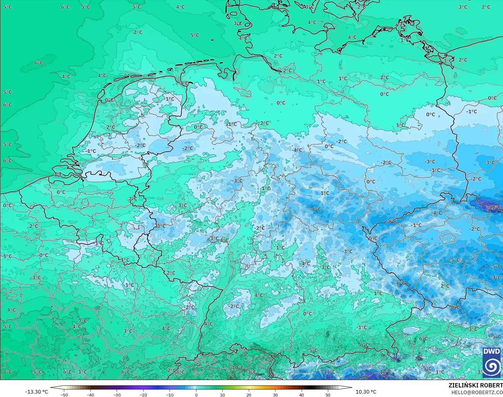 ICON Alemania 2 km modelo - Alemania, Punto de rocío a 2 m