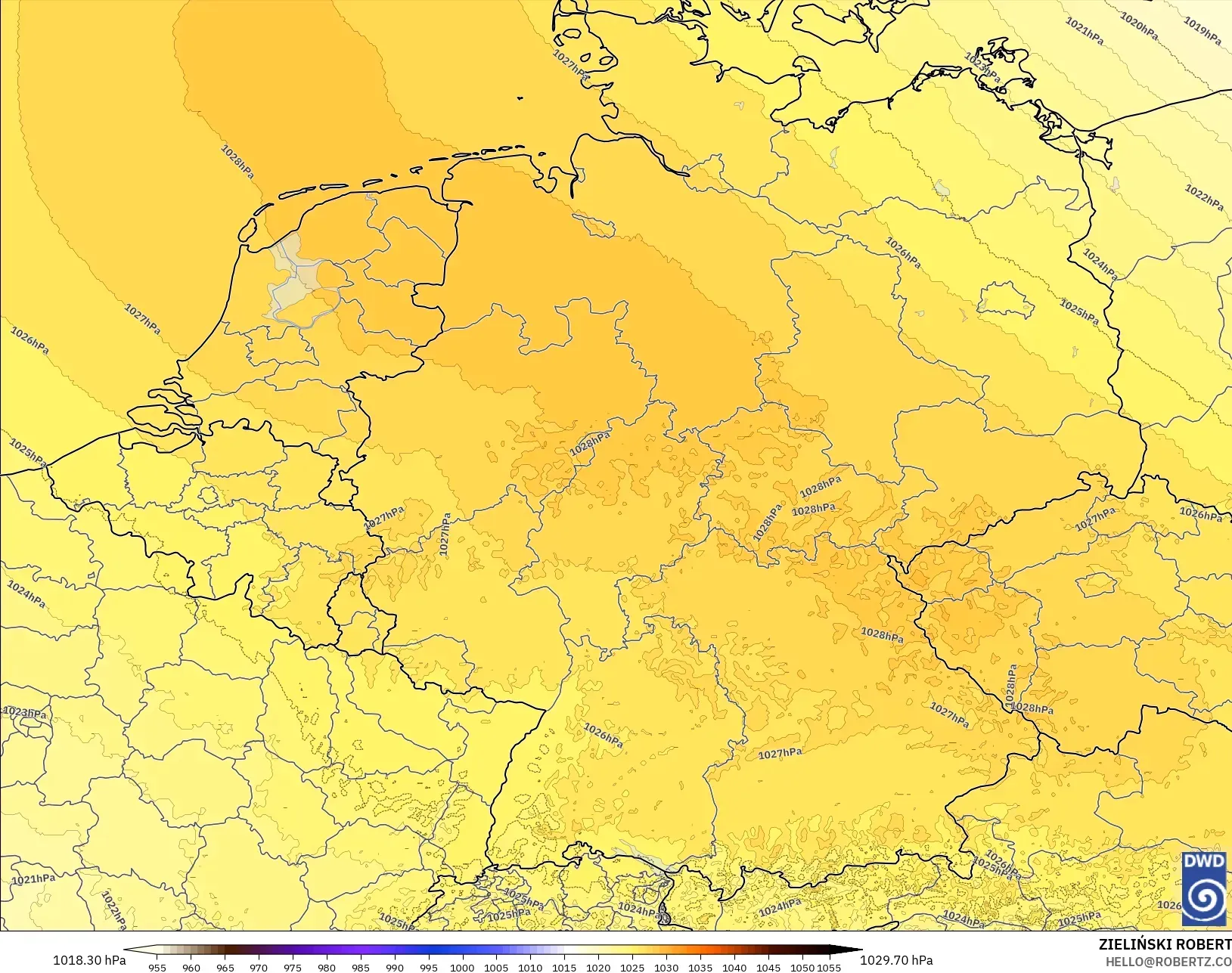 ICON Alemania 2 km modelo - Alemania, Presión