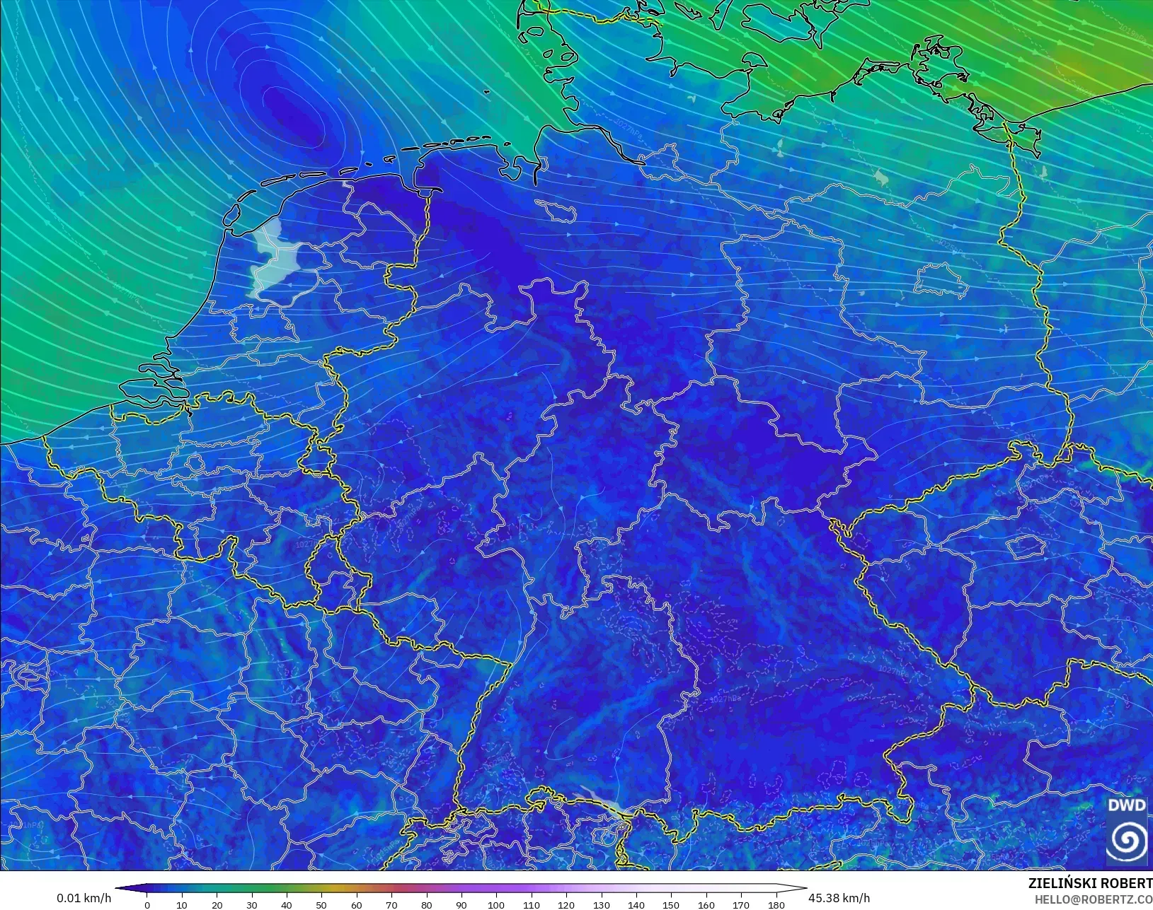 ICON Alemania 2 km modelo - Alemania, Viento a 10 m