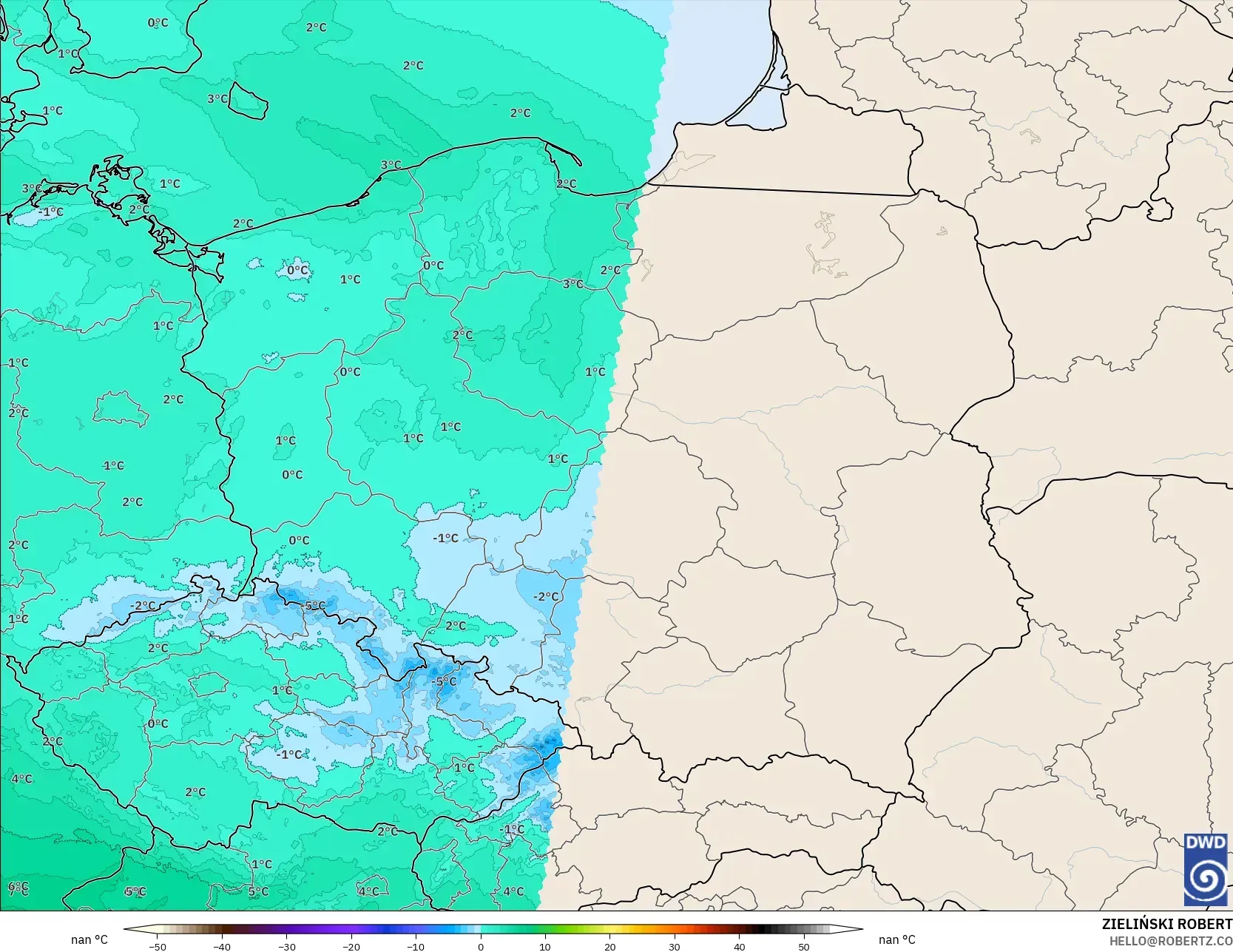 ICON Alemania 2 km modelo - Polonia, Temperatura a 850 hPa