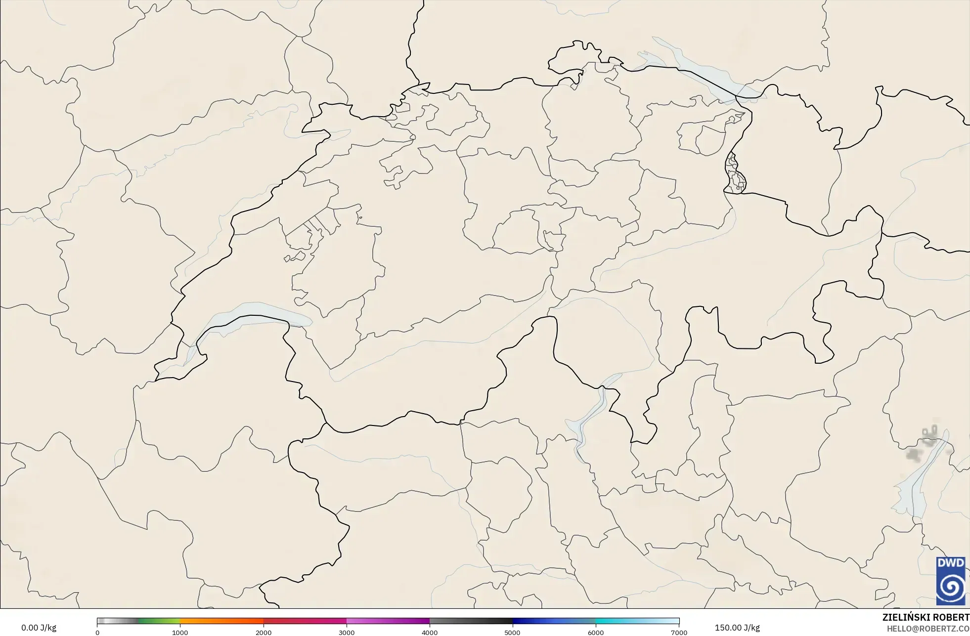ICON Alemania 2 km modelo - Suiza, CAPE