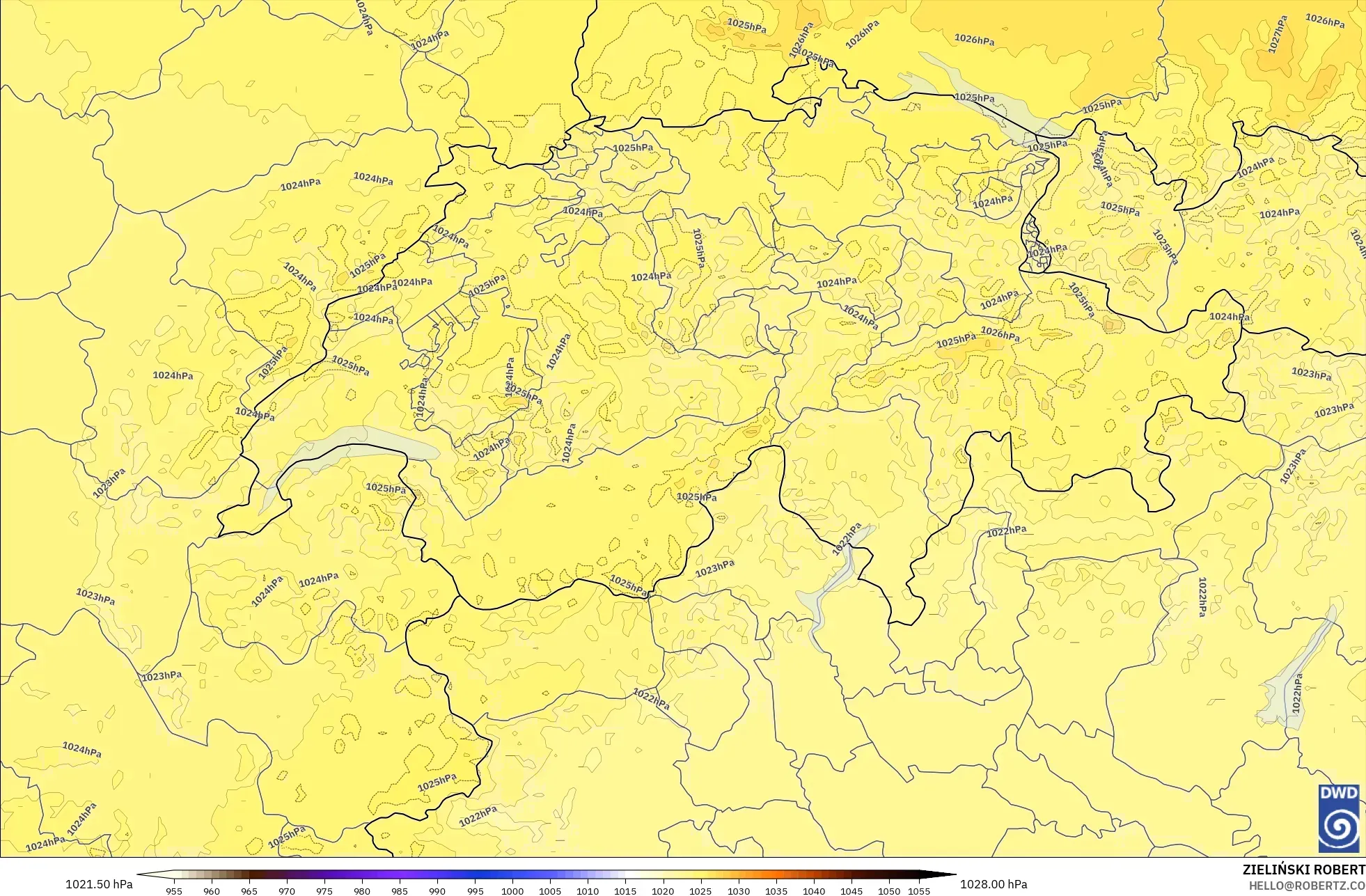 ICON Alemania 2 km modelo - Suiza, Presión