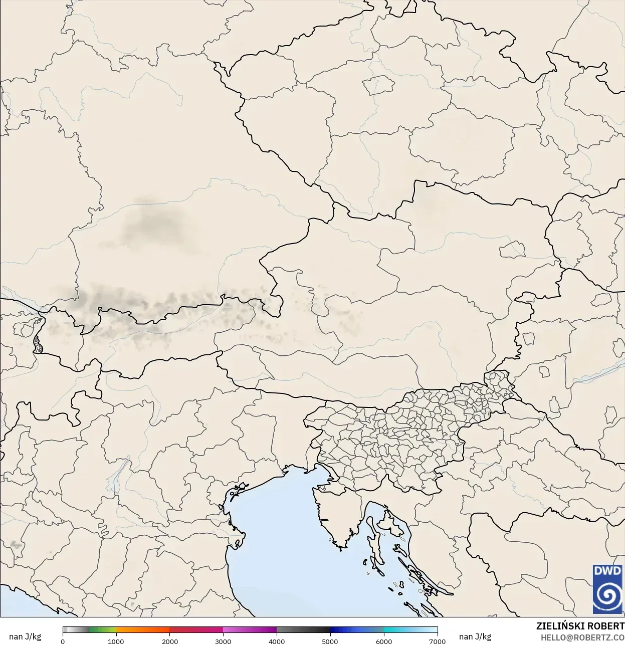 ICON Alemania 2 km modelo - Austria, CAPE