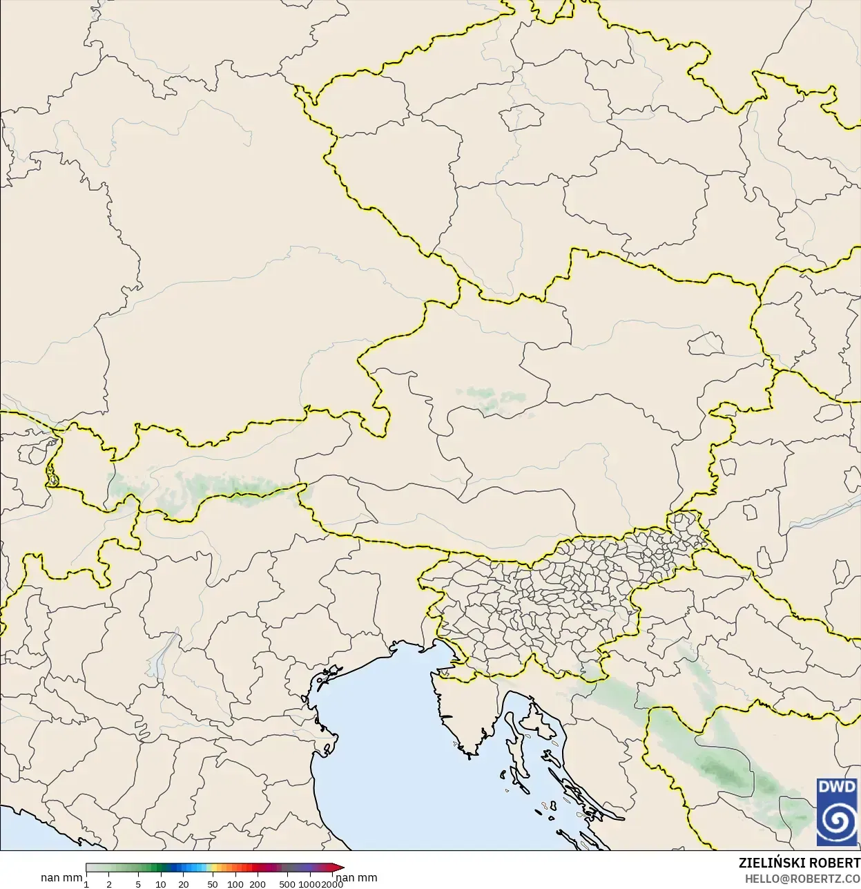 ICON Alemania 2 km modelo - Austria, Acumulación de precipitación