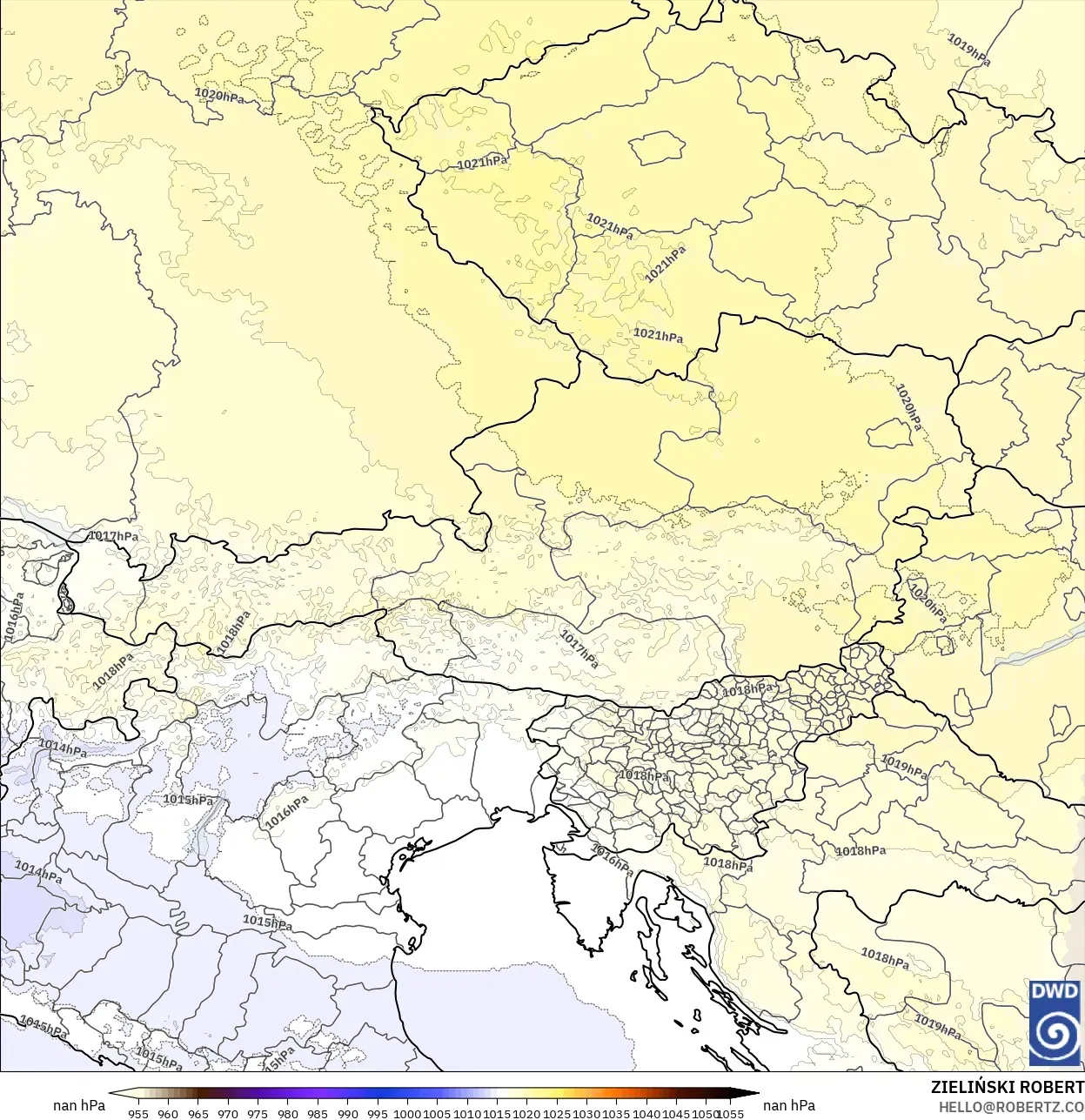 ICON Alemania 2 km modelo - Austria, Presión