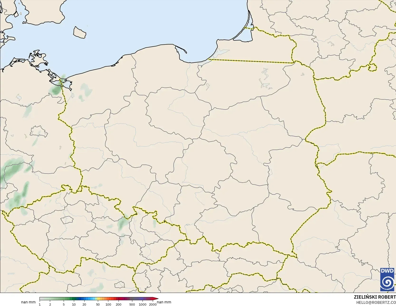 ICON Alemania 2 km modelo - Polonia, Acumulación de precipitación