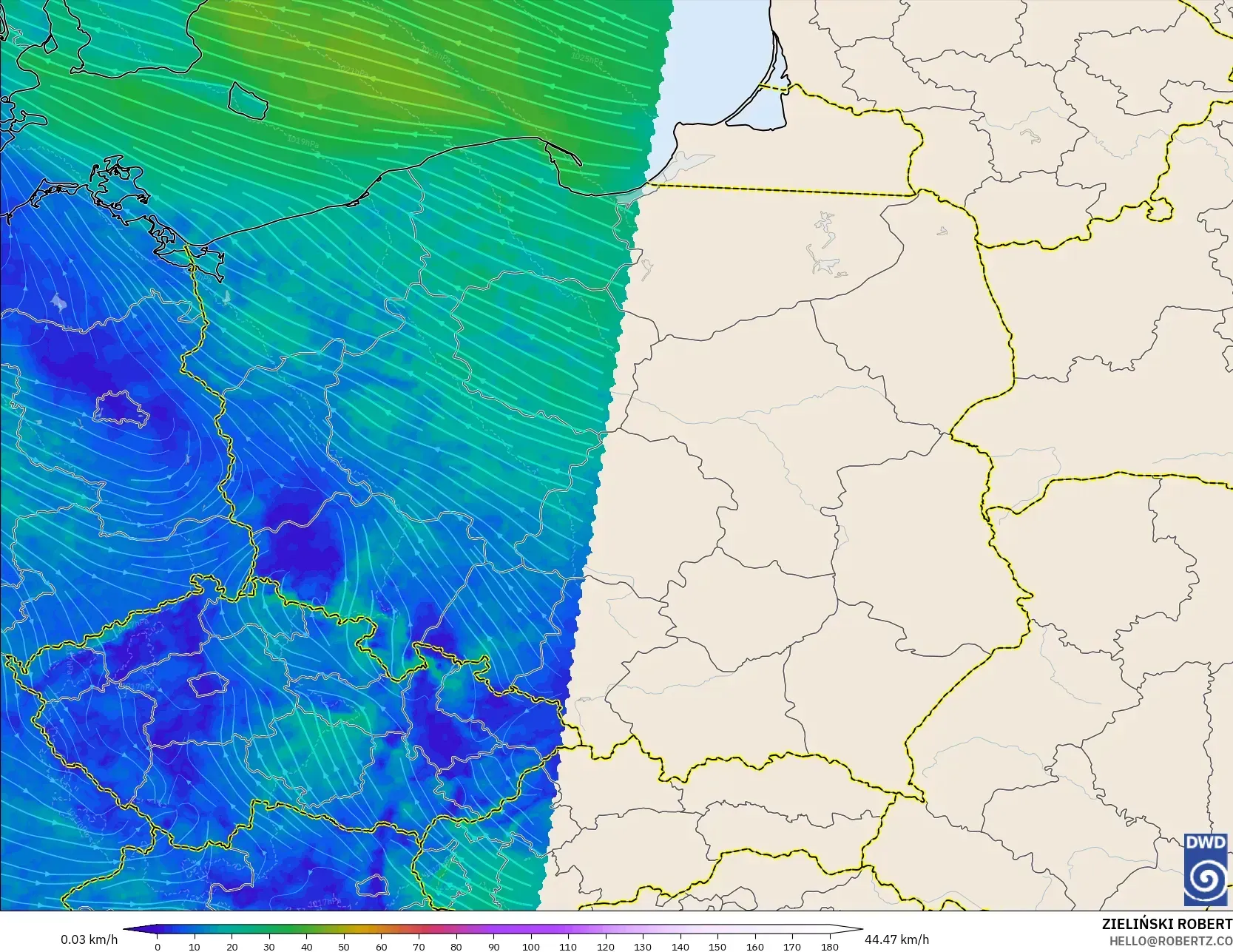 ICON Alemania 2 km modelo - Polonia, Viento a 10 m