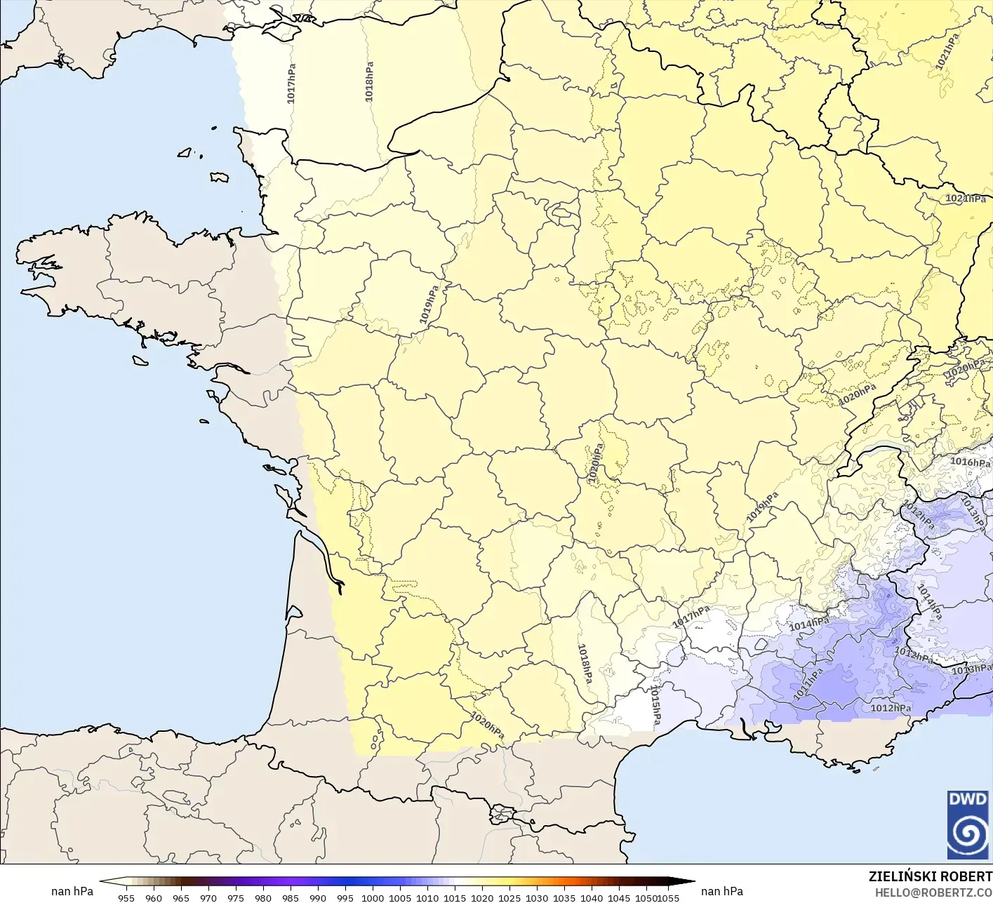 ICON Alemania 2 km modelo - Francia, Presión