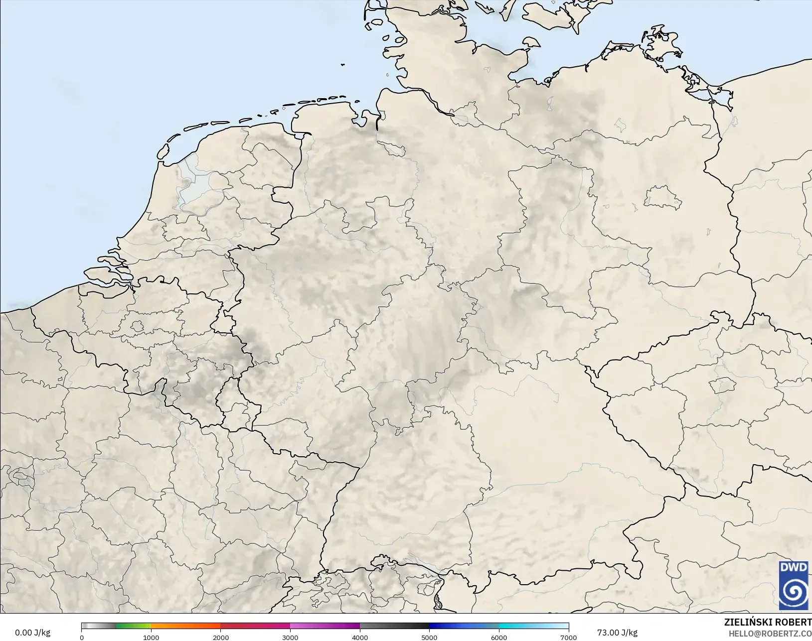 ICON Alemania 2 km modelo - Alemania, CAPE