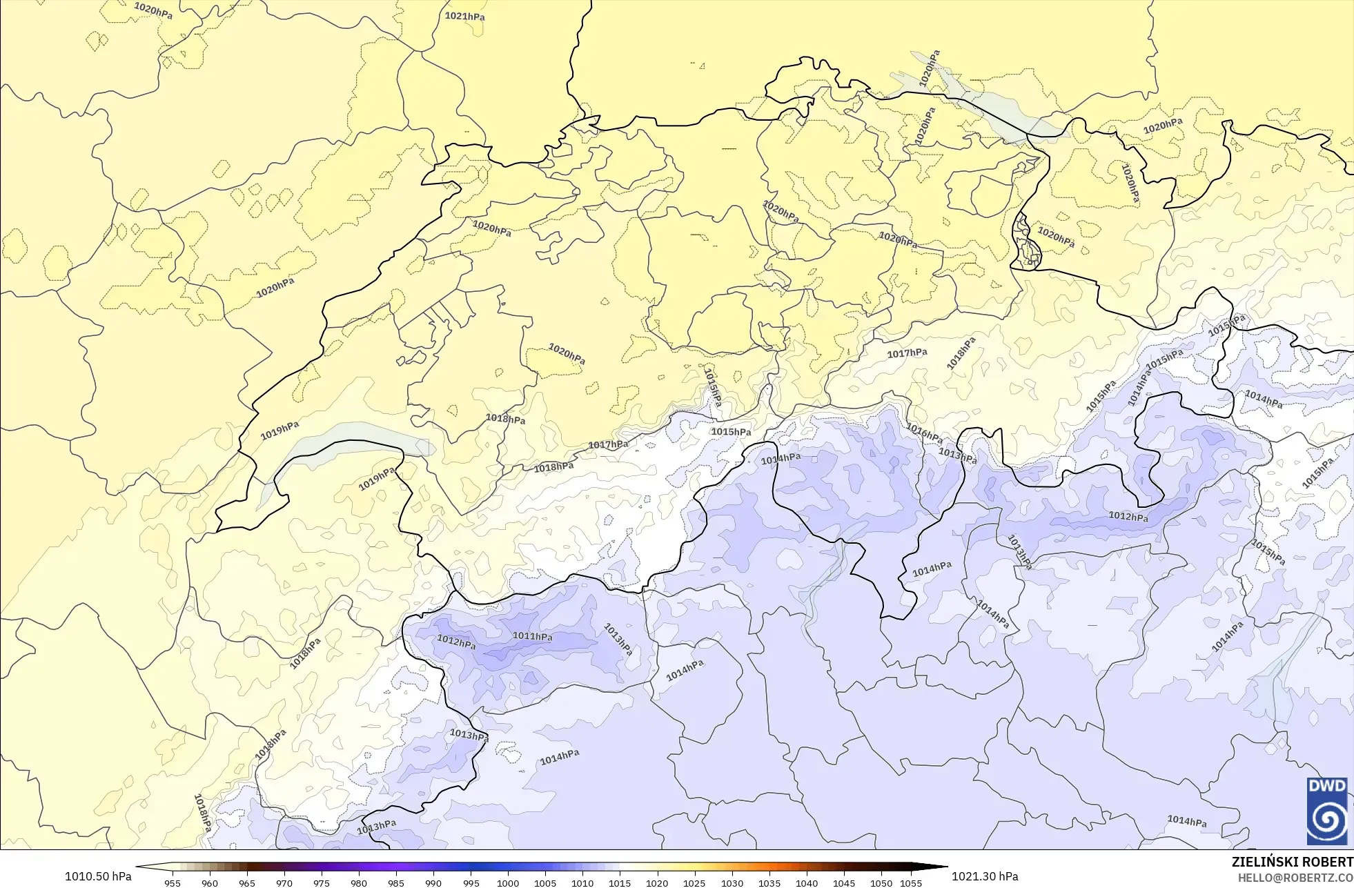 ICON Alemania 2 km modelo - Suiza, Presión