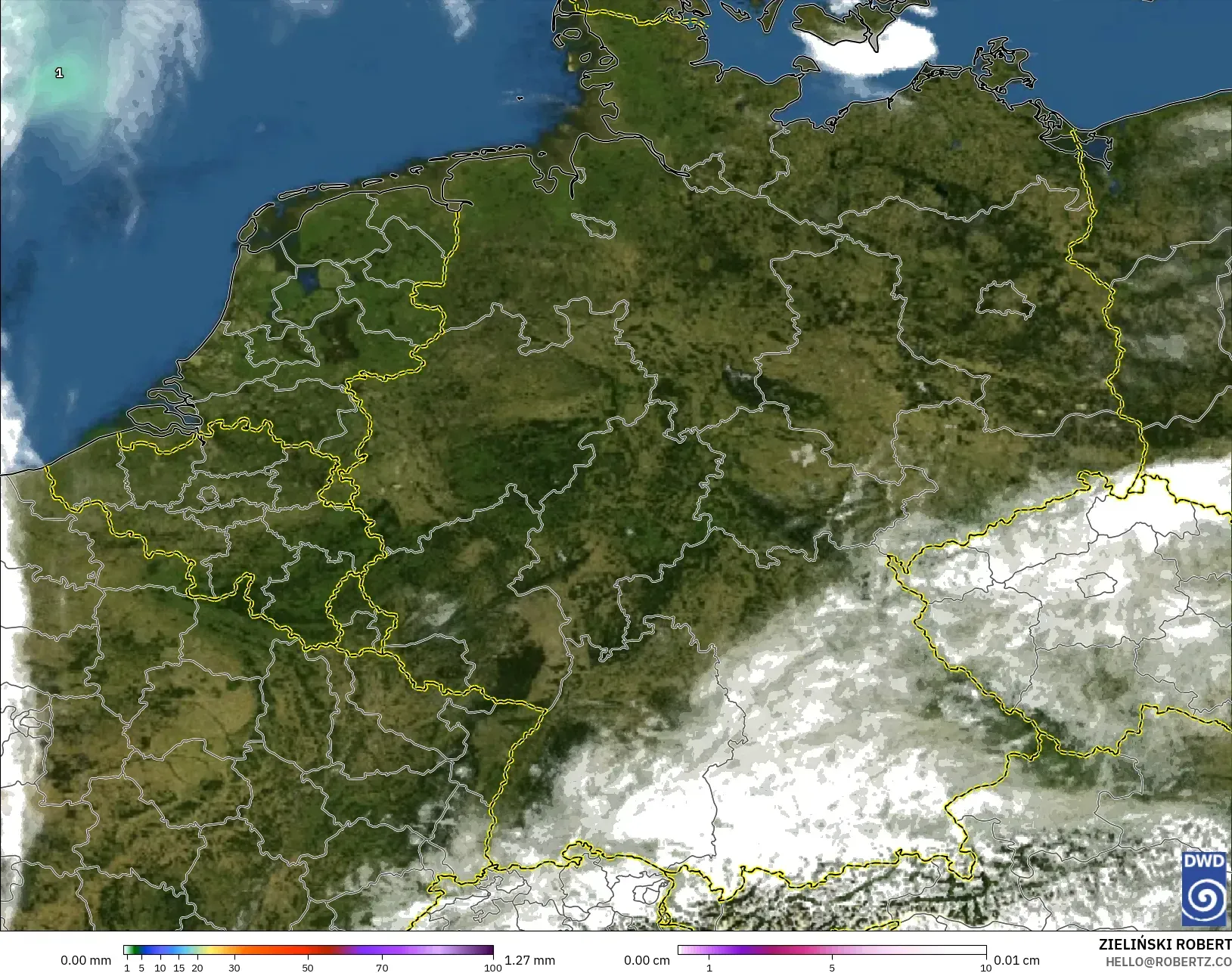 ICON Alemania 2 km modelo - Alemania, Precipitación, nubes y presión
