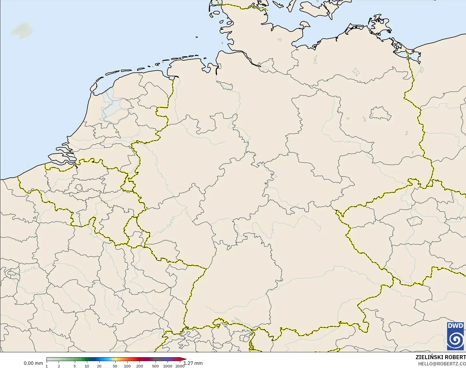 ICON Alemania 2 km modelo - Alemania, Acumulación de precipitación