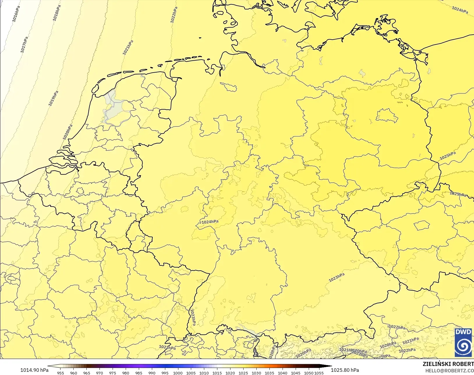 ICON Alemania 2 km modelo - Alemania, Presión