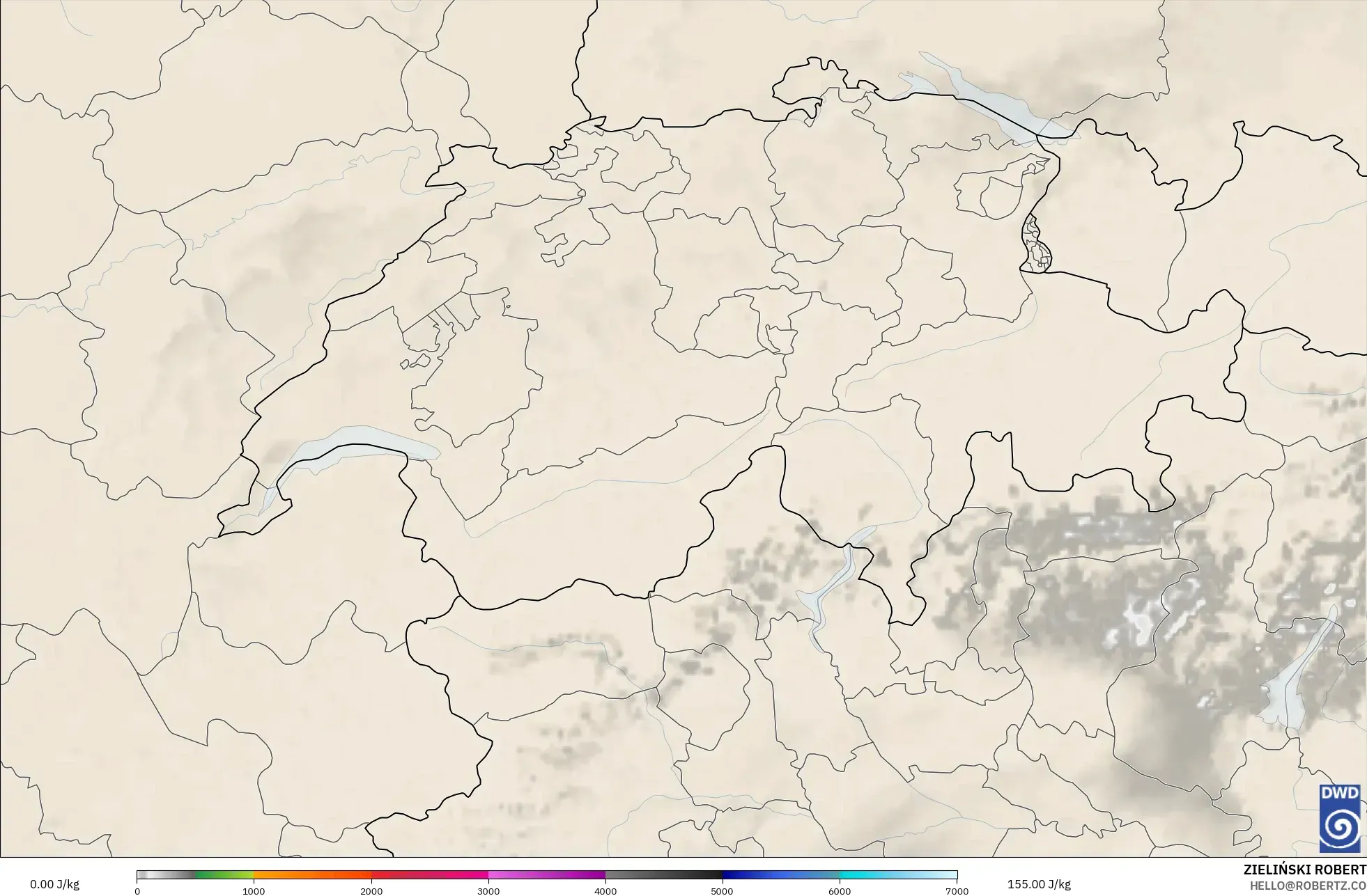 ICON Alemania 2 km modelo - Suiza, CAPE