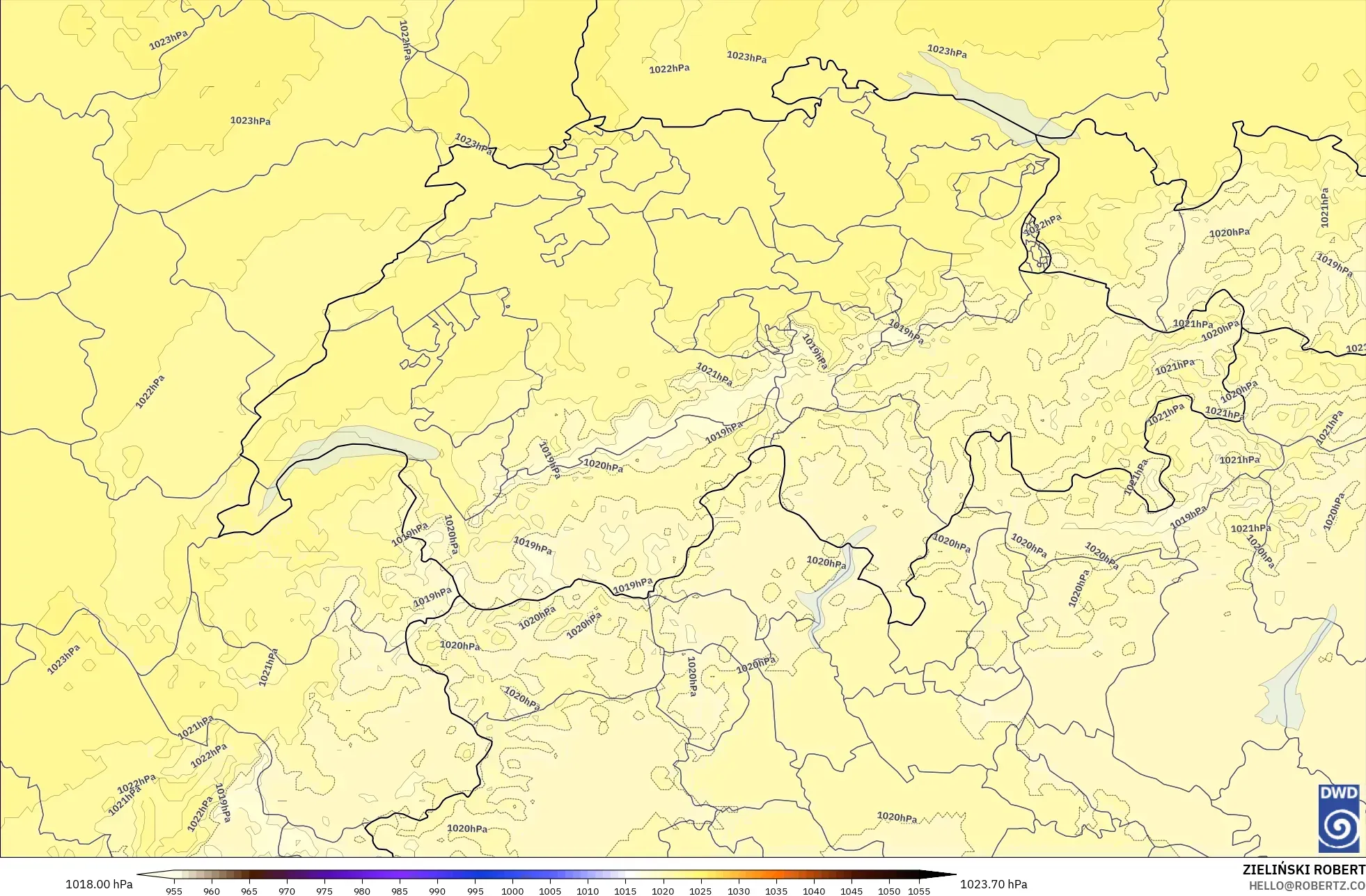 ICON Alemania 2 km modelo - Suiza, Presión