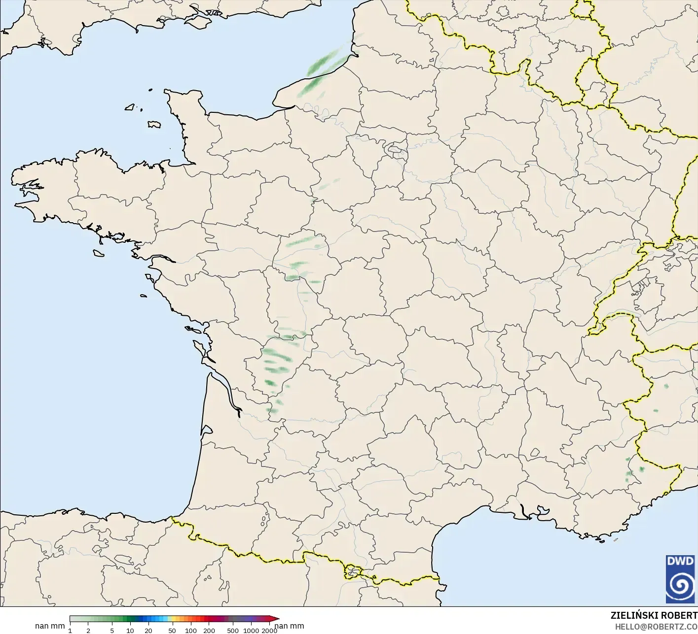 ICON Alemania 2 km modelo - Francia, Acumulación de precipitación