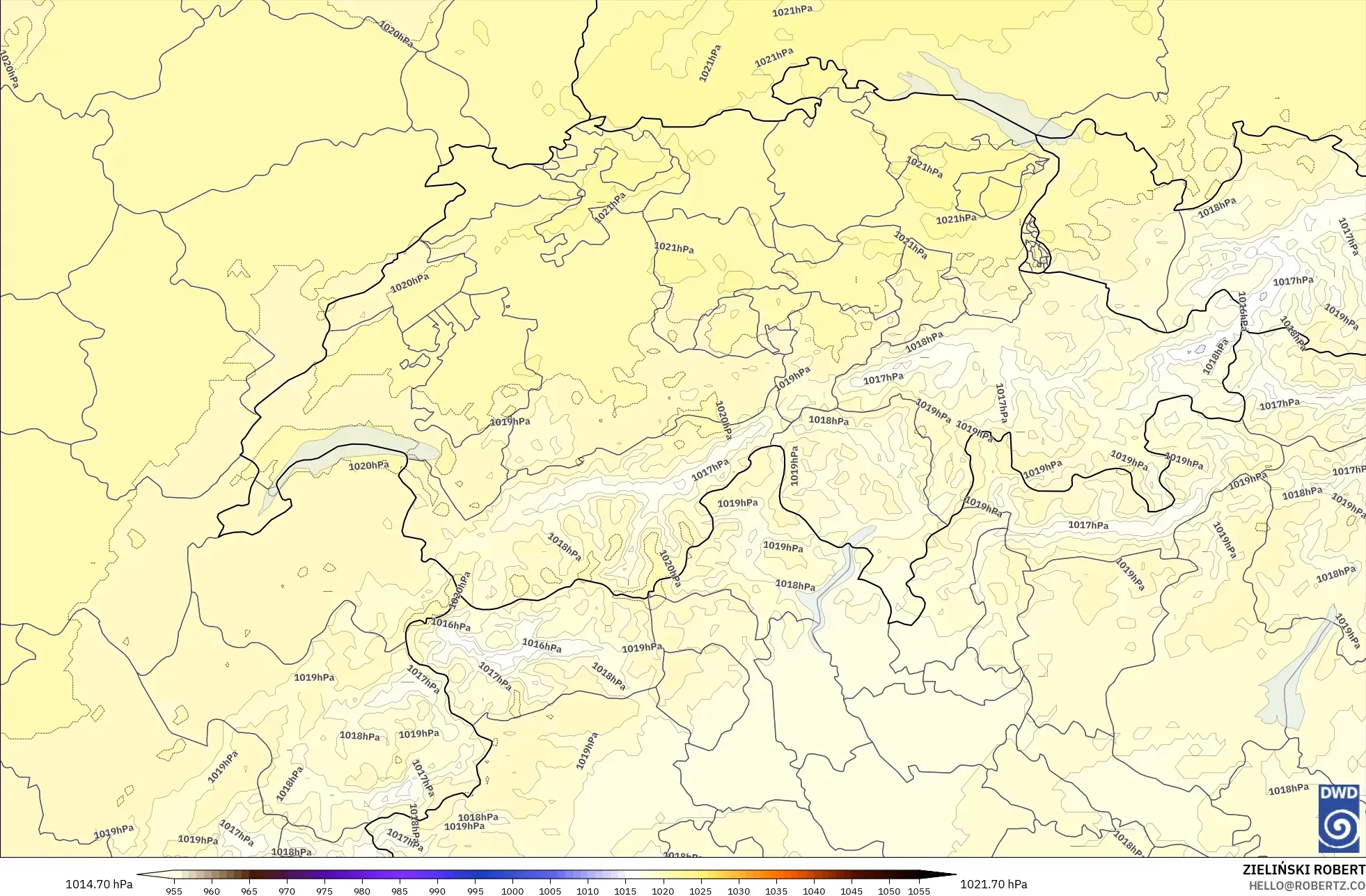 ICON Alemania 2 km modelo - Suiza, Presión