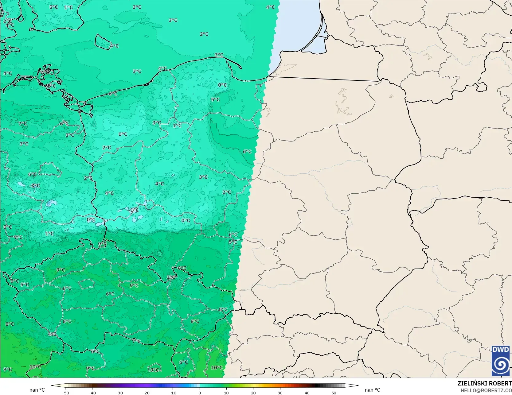 ICON Alemania 2 km modelo - Polonia, Punto de rocío a 2 m