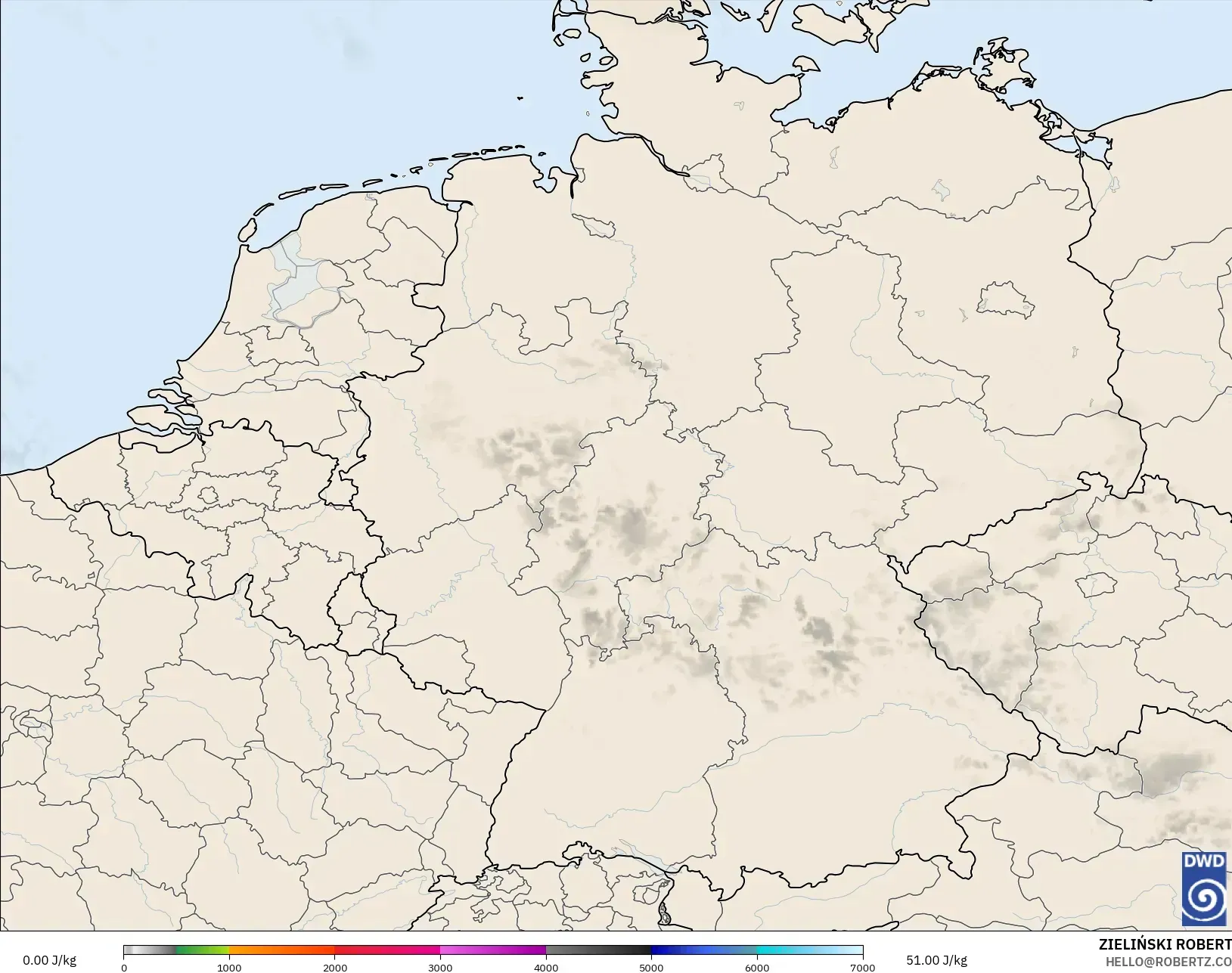 ICON Alemania 2 km modelo - Alemania, CAPE