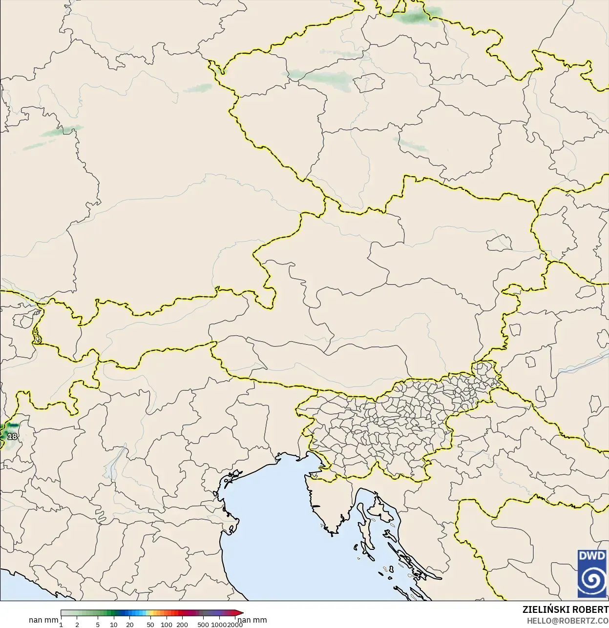 ICON Alemania 2 km modelo - Austria, Acumulación de precipitación