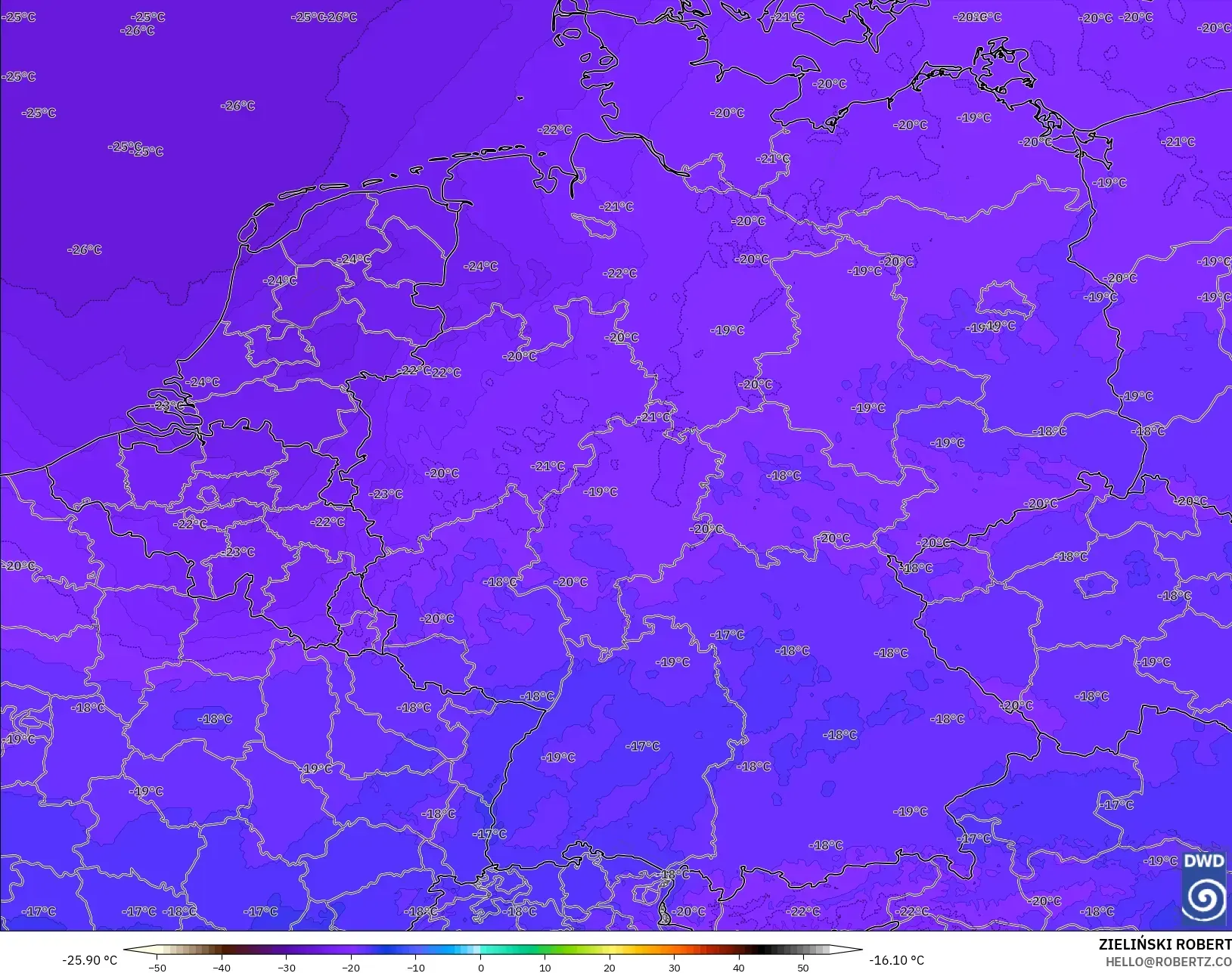 ICON Alemania 2 km modelo - Alemania, Temperatura a 500 hPa