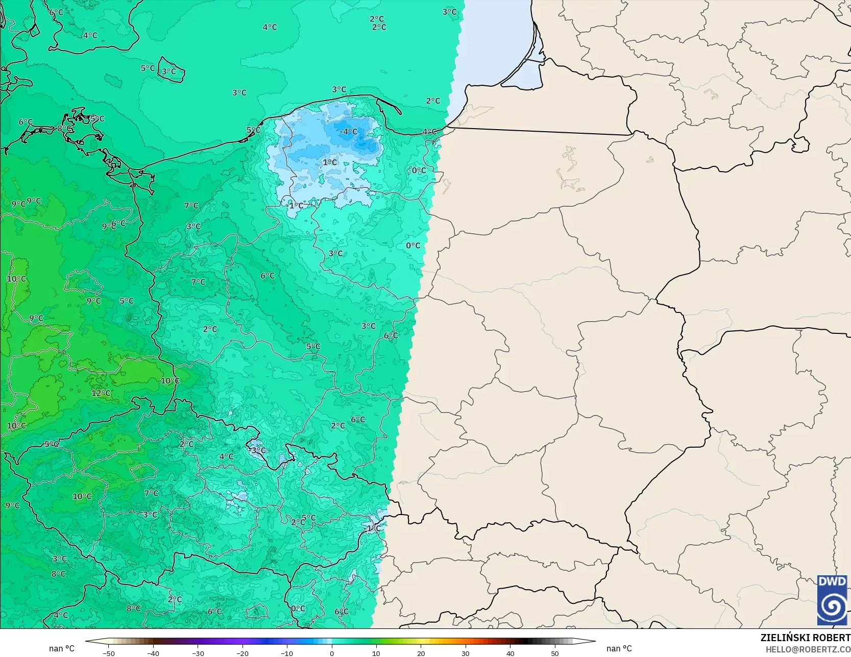 ICON Alemania 2 km modelo - Polonia, Punto de rocío a 2 m